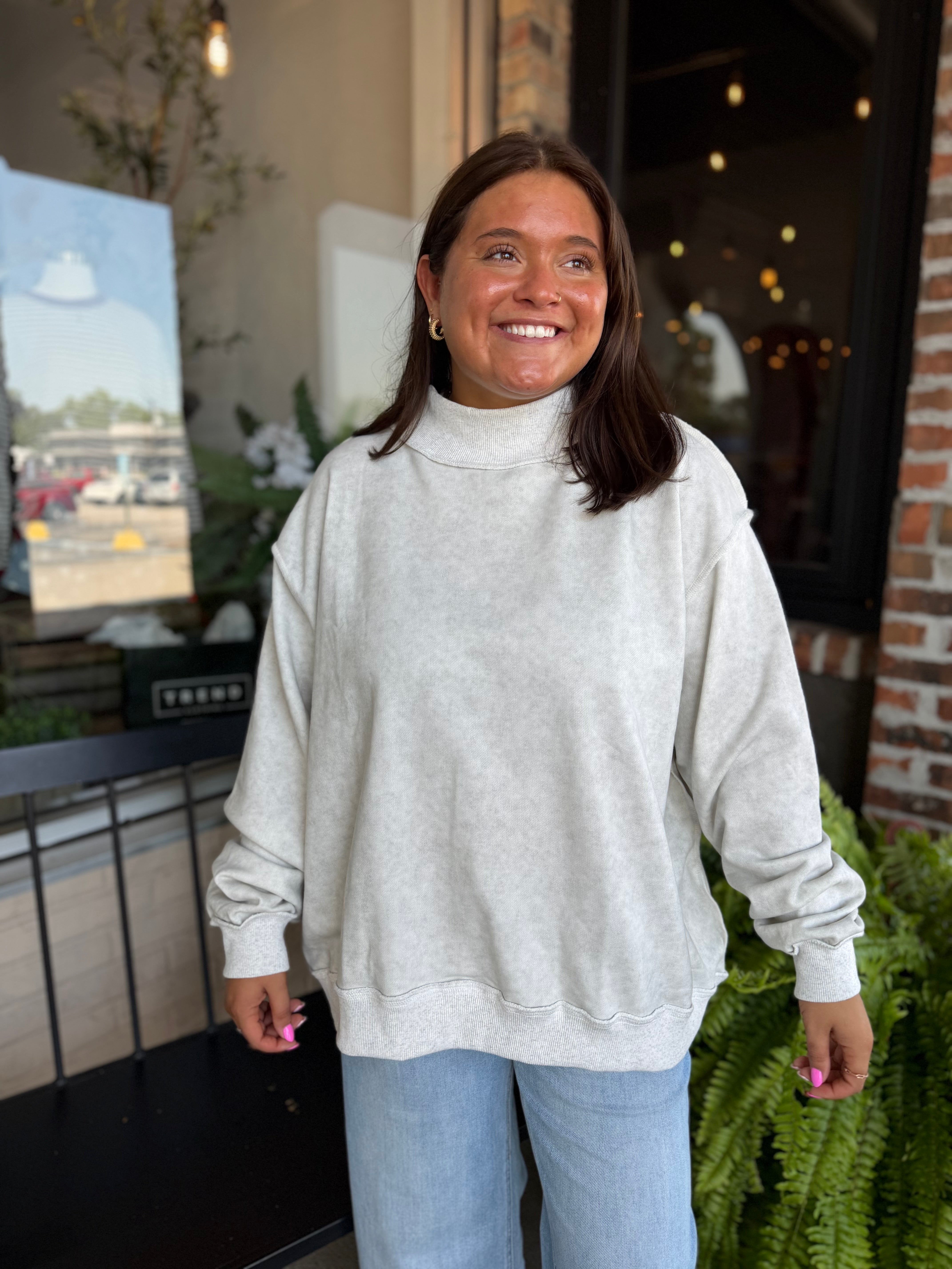 Grey Vintage Wash Oversized Sweatshirt
