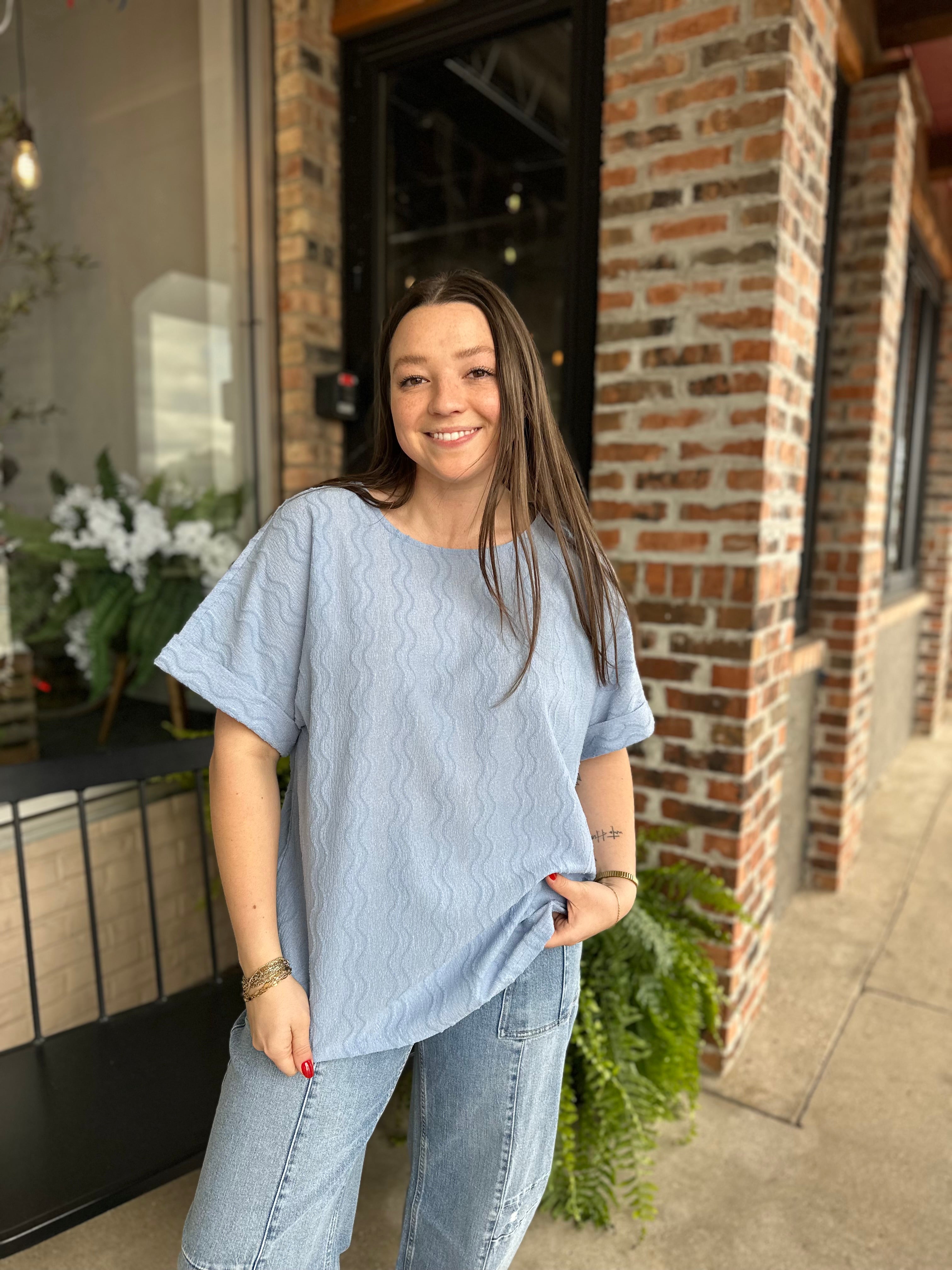 Blue Wavy Top