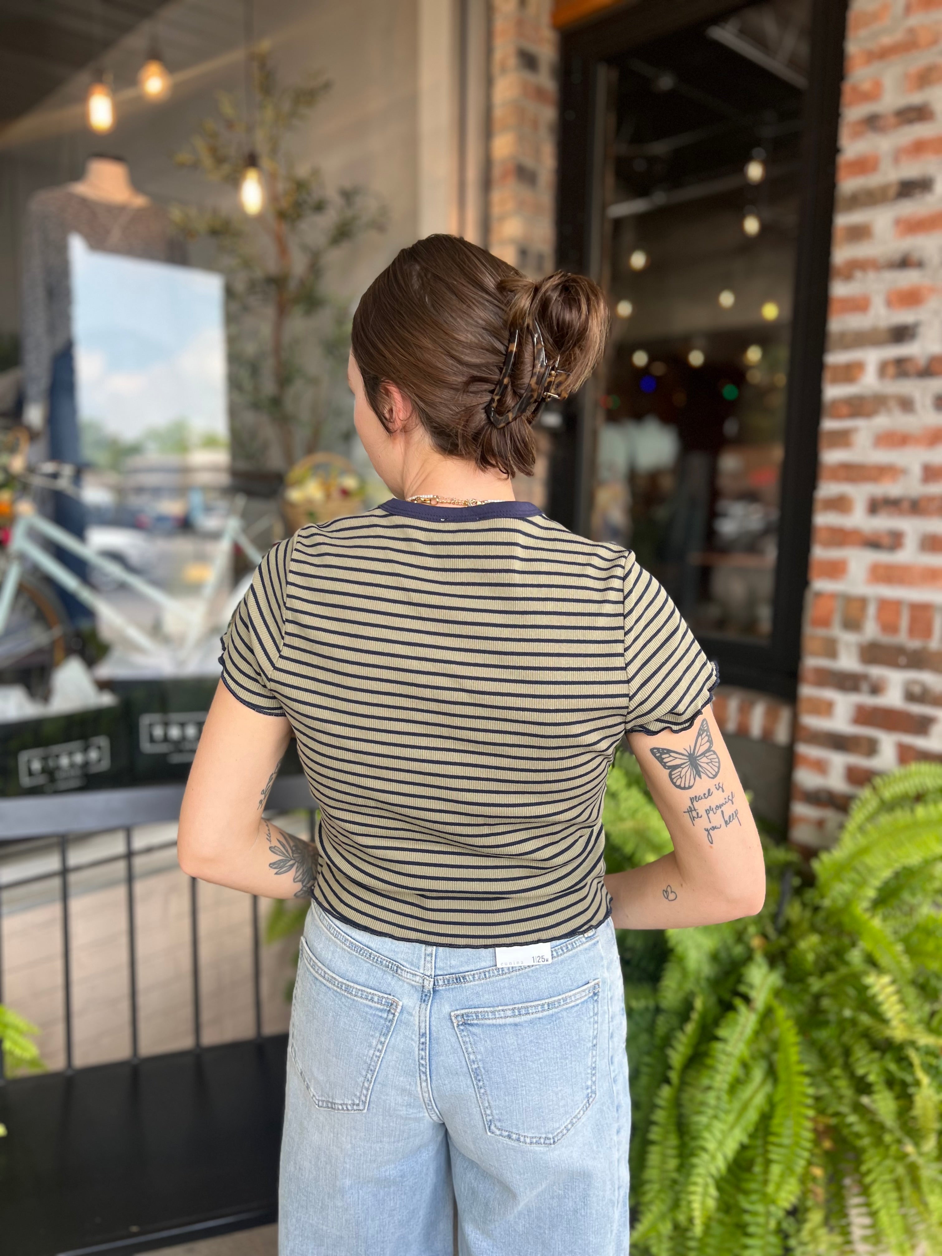 Navy Stripe Top