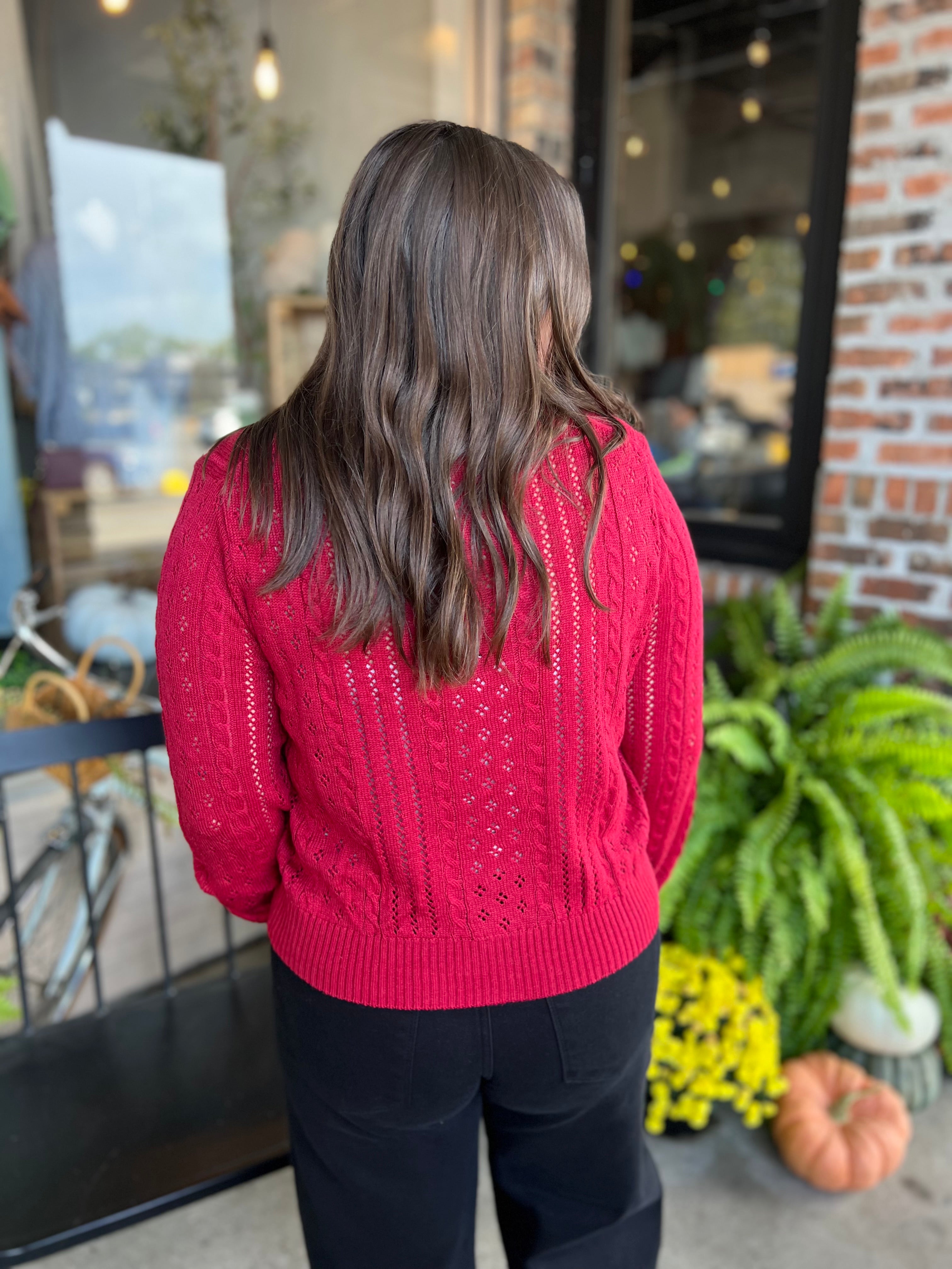 Red Cable Knit Cardi