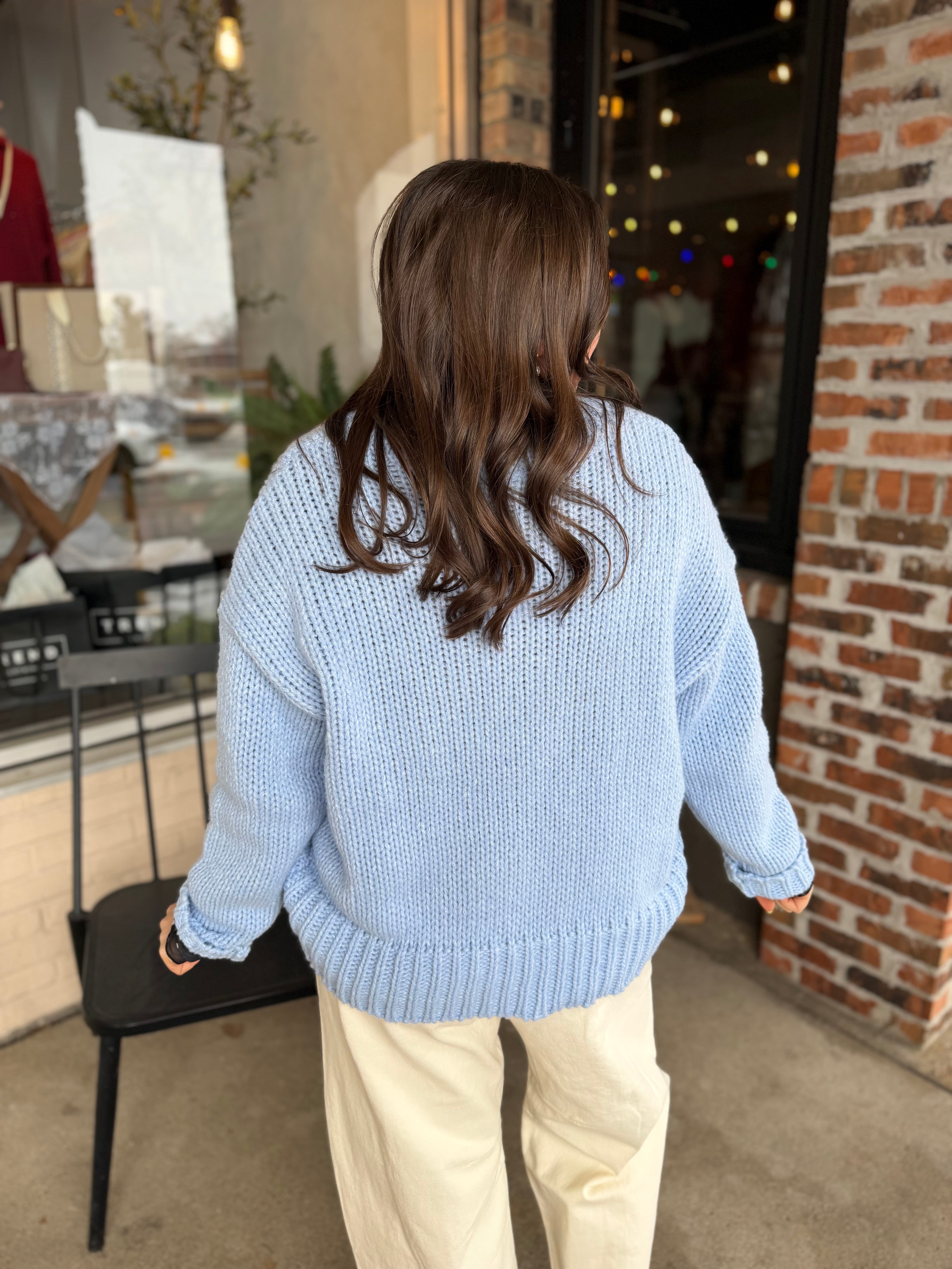 Light Blue V Neck Sweater