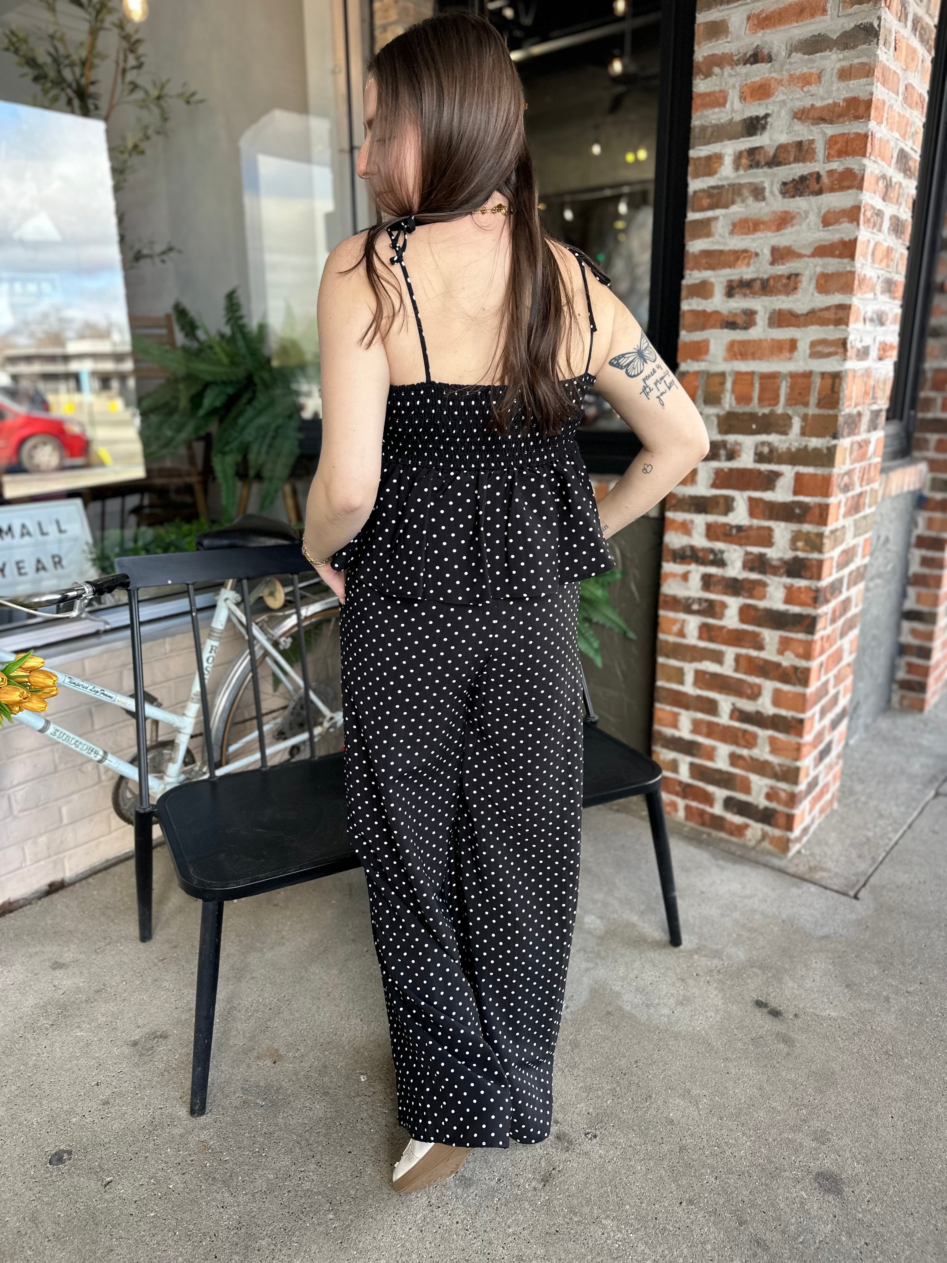 Black Dot Wide Leg Pants - FINAL SALE