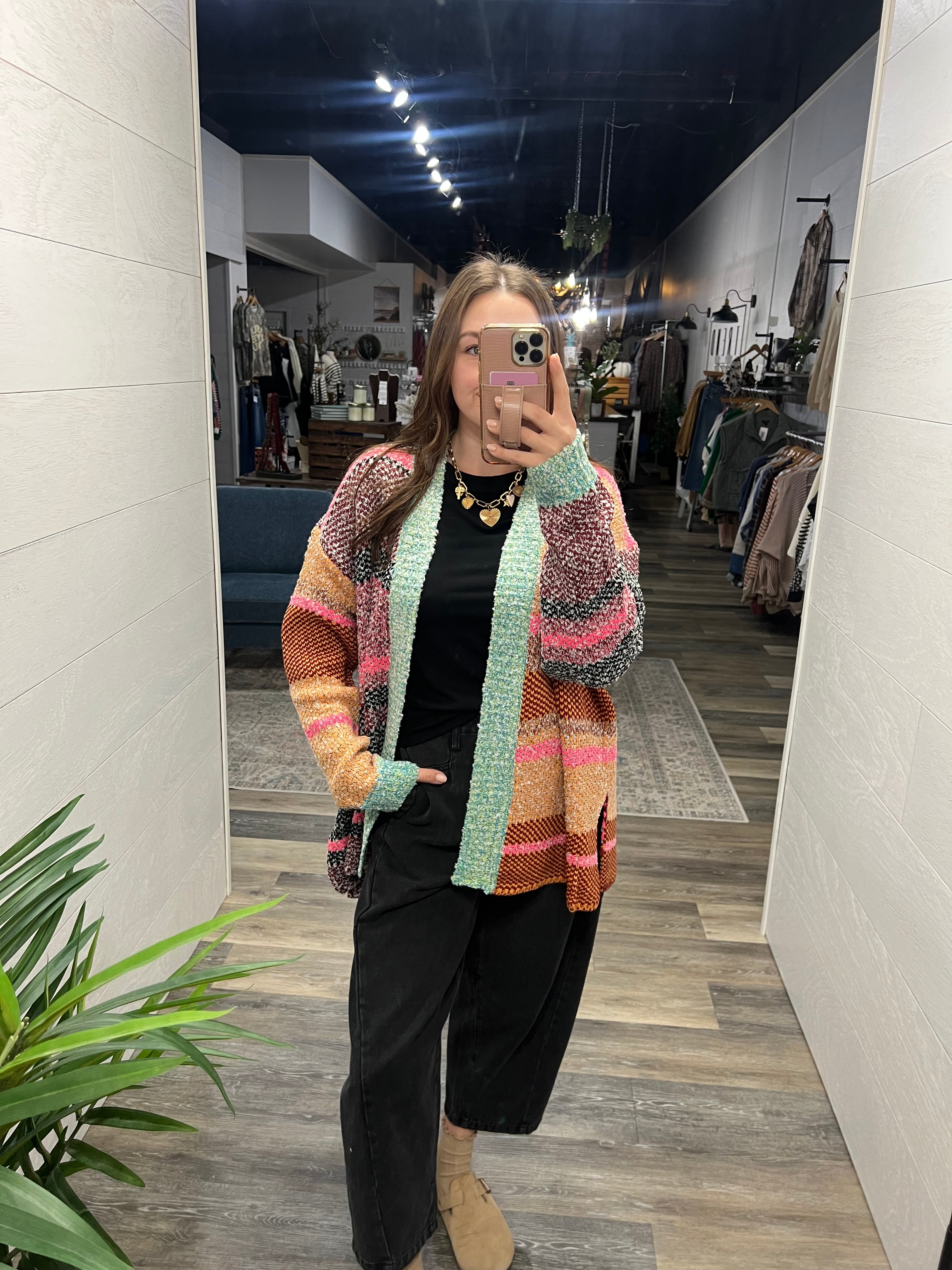 Multicolor Abstract Cardigan