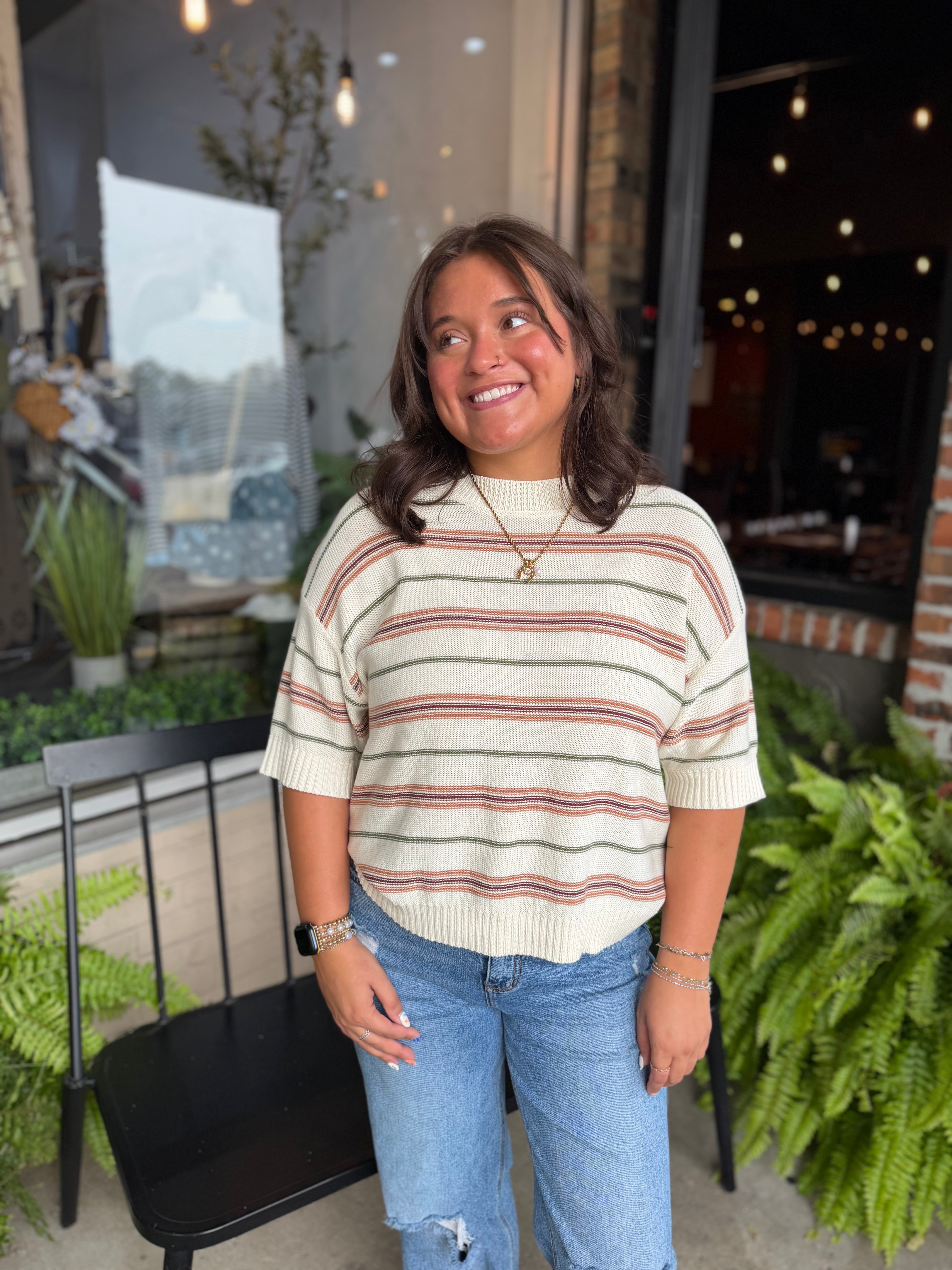 Striped Half Sleeve Top - FINAL SALE
