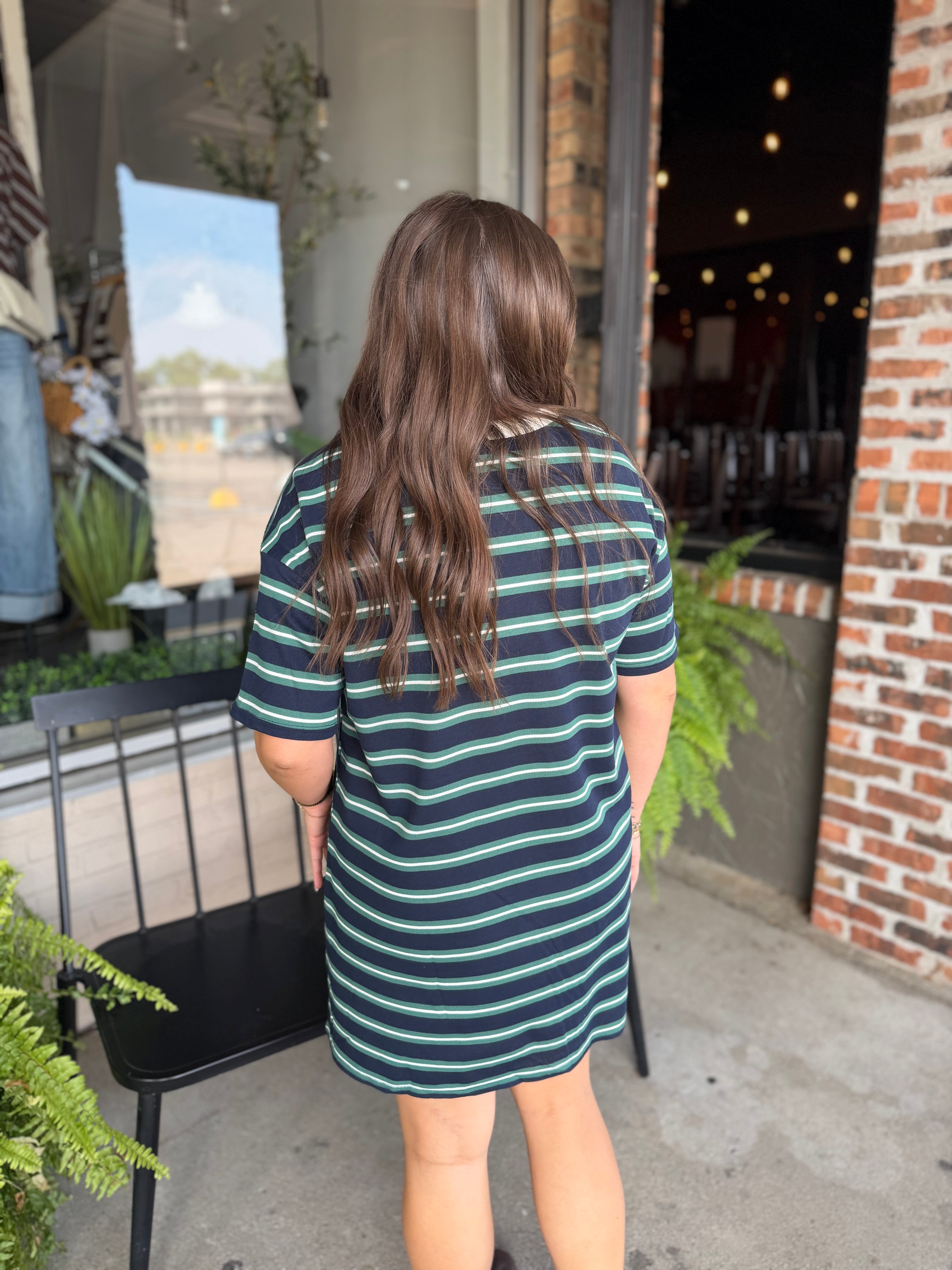 Navy Stripe T-Shirt Mini Dress