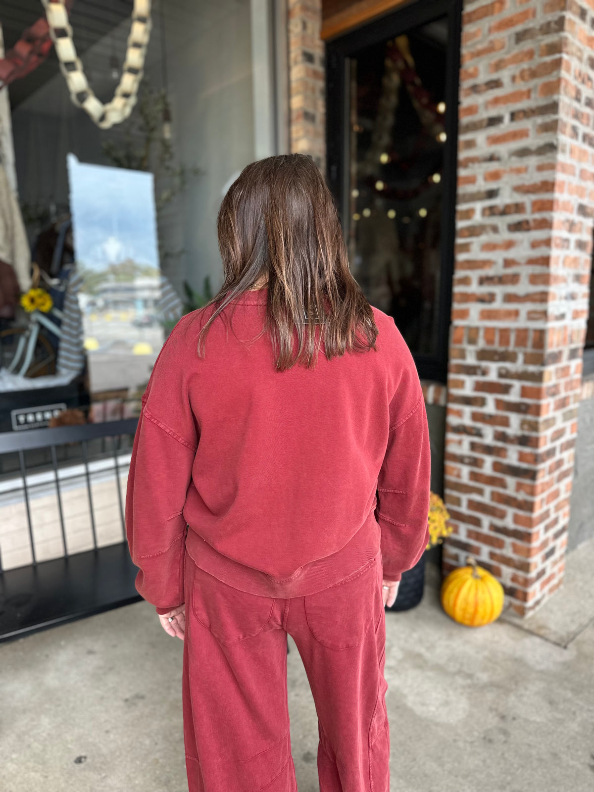 Crimson Mineral Washed Pullover