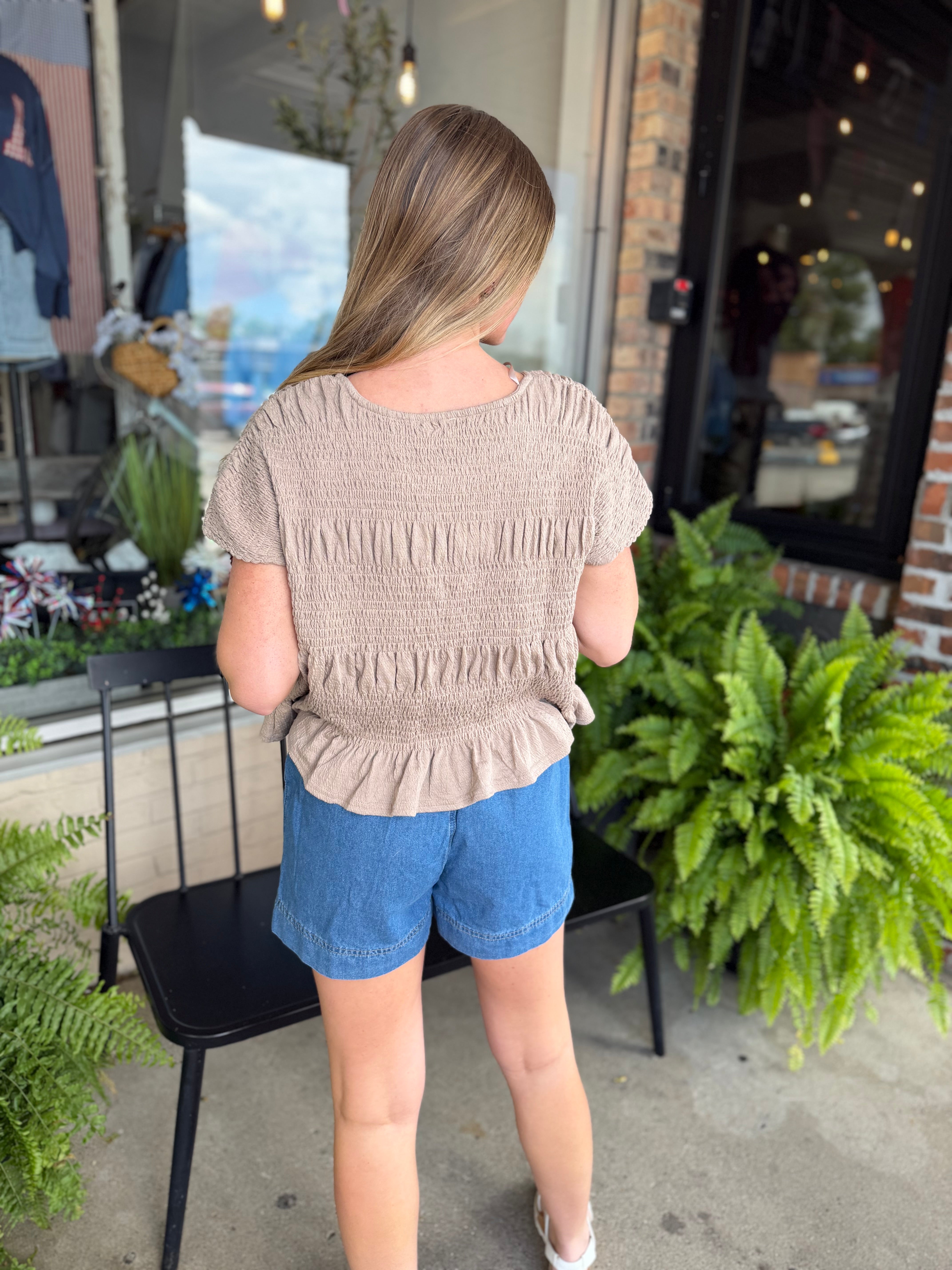 Mocha Short Sleeve Knit Top
