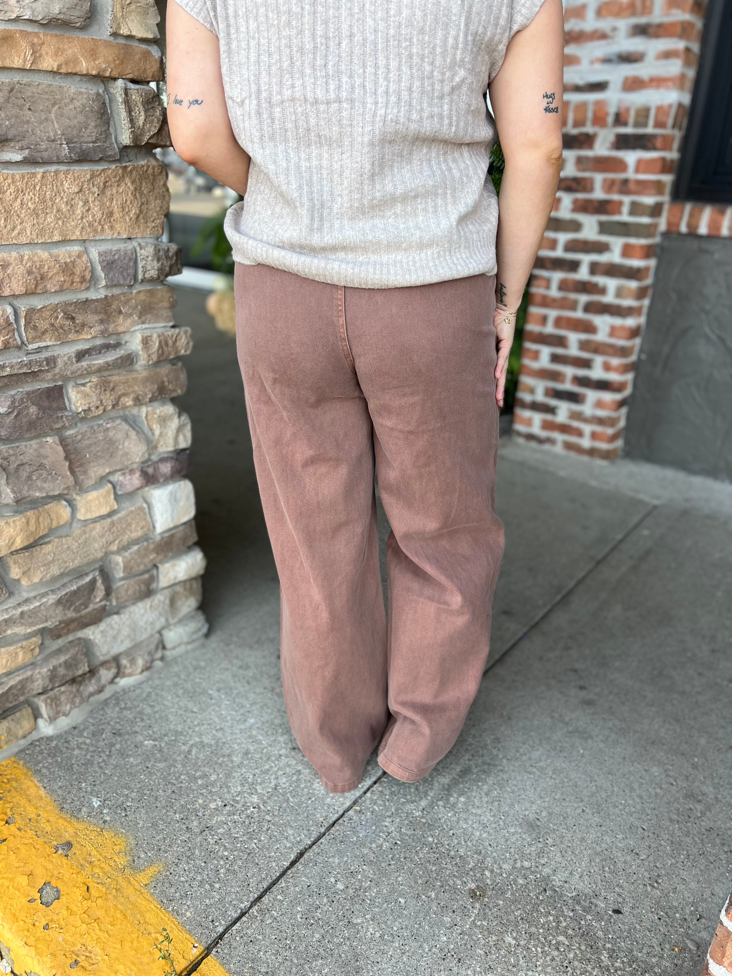 Brown Wide Leg Pants- FINAL SALE