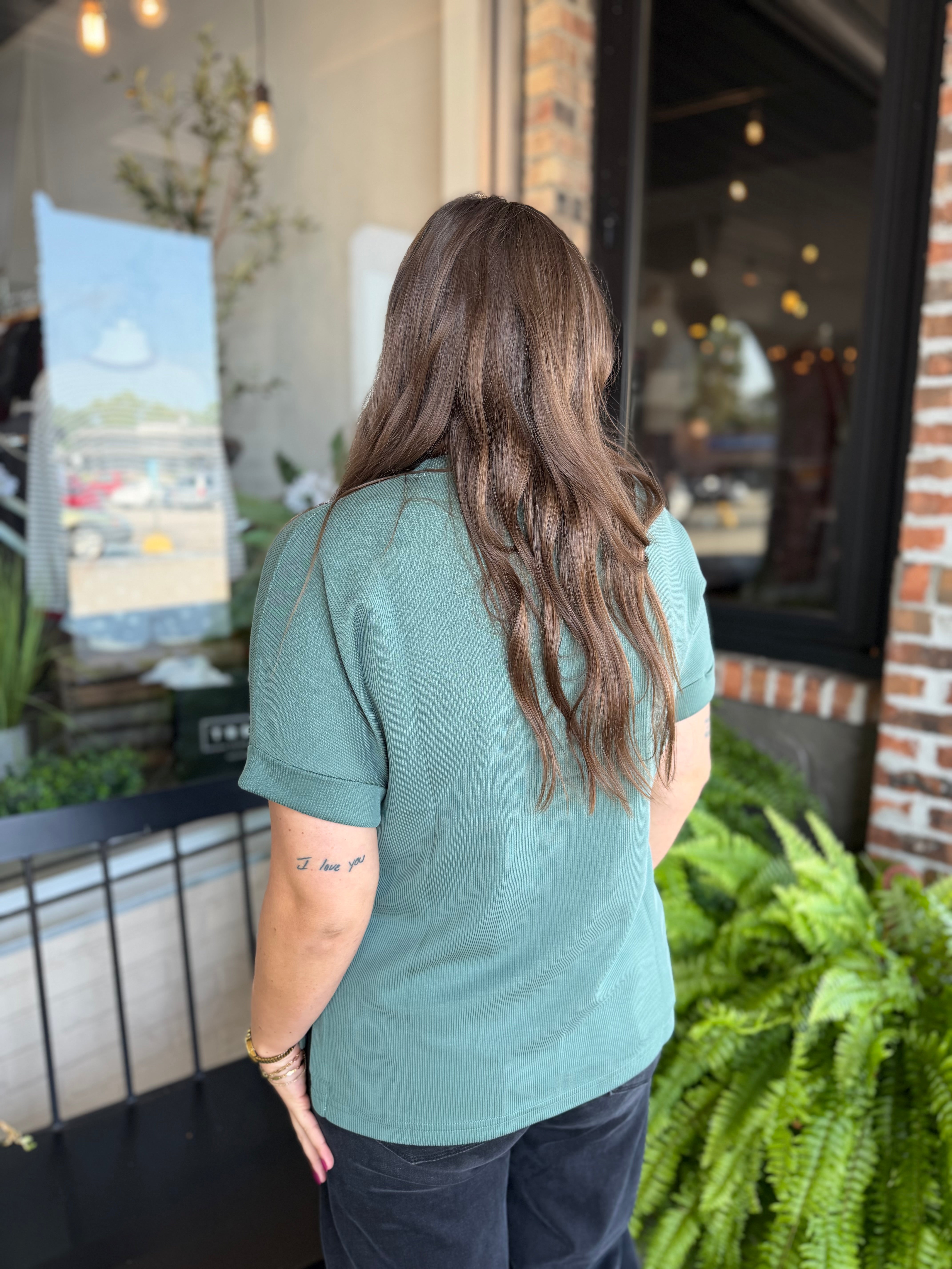 Green Sand Wash Rib Lounge Tee