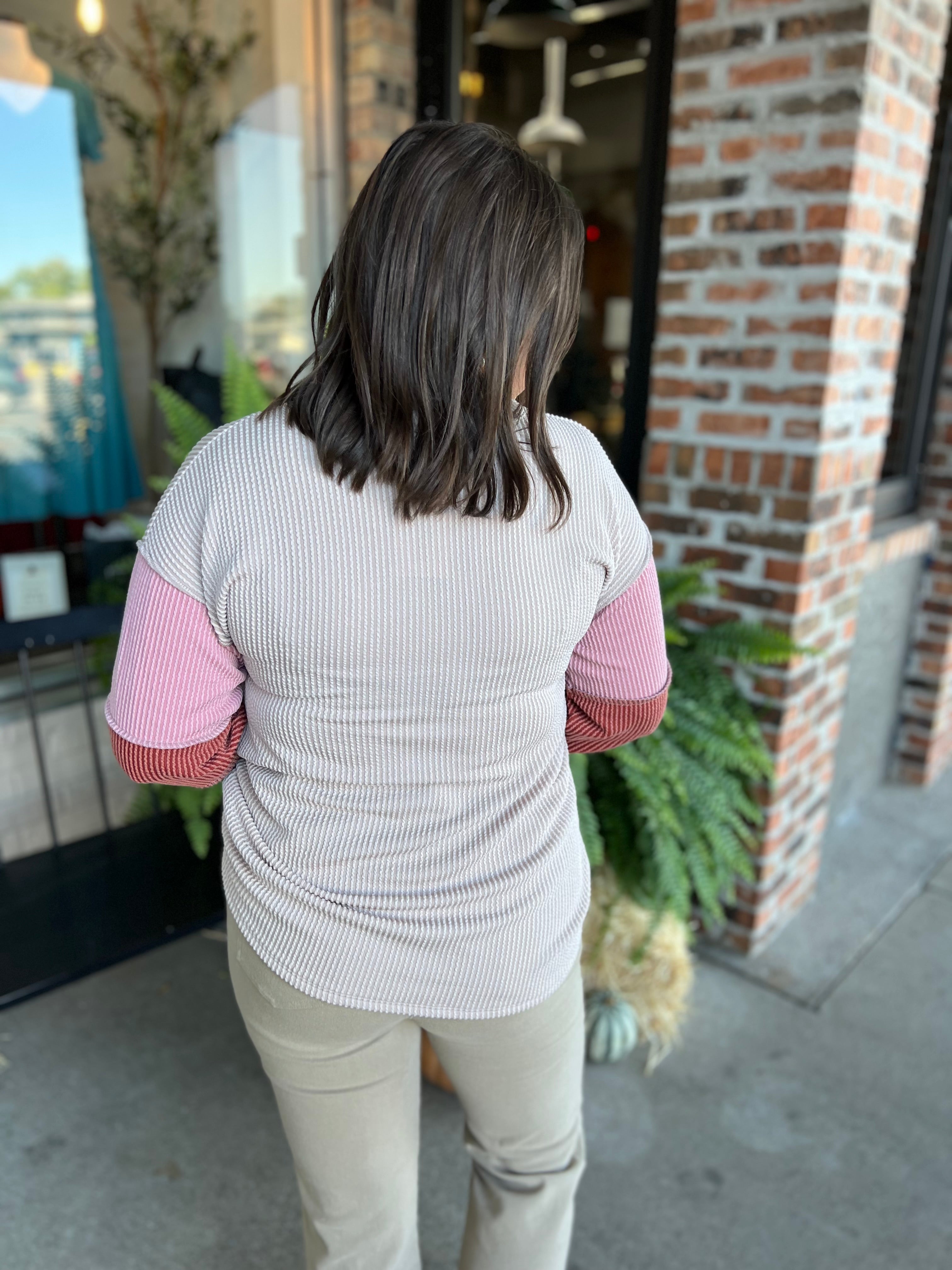 Sand Urban Color Block Top