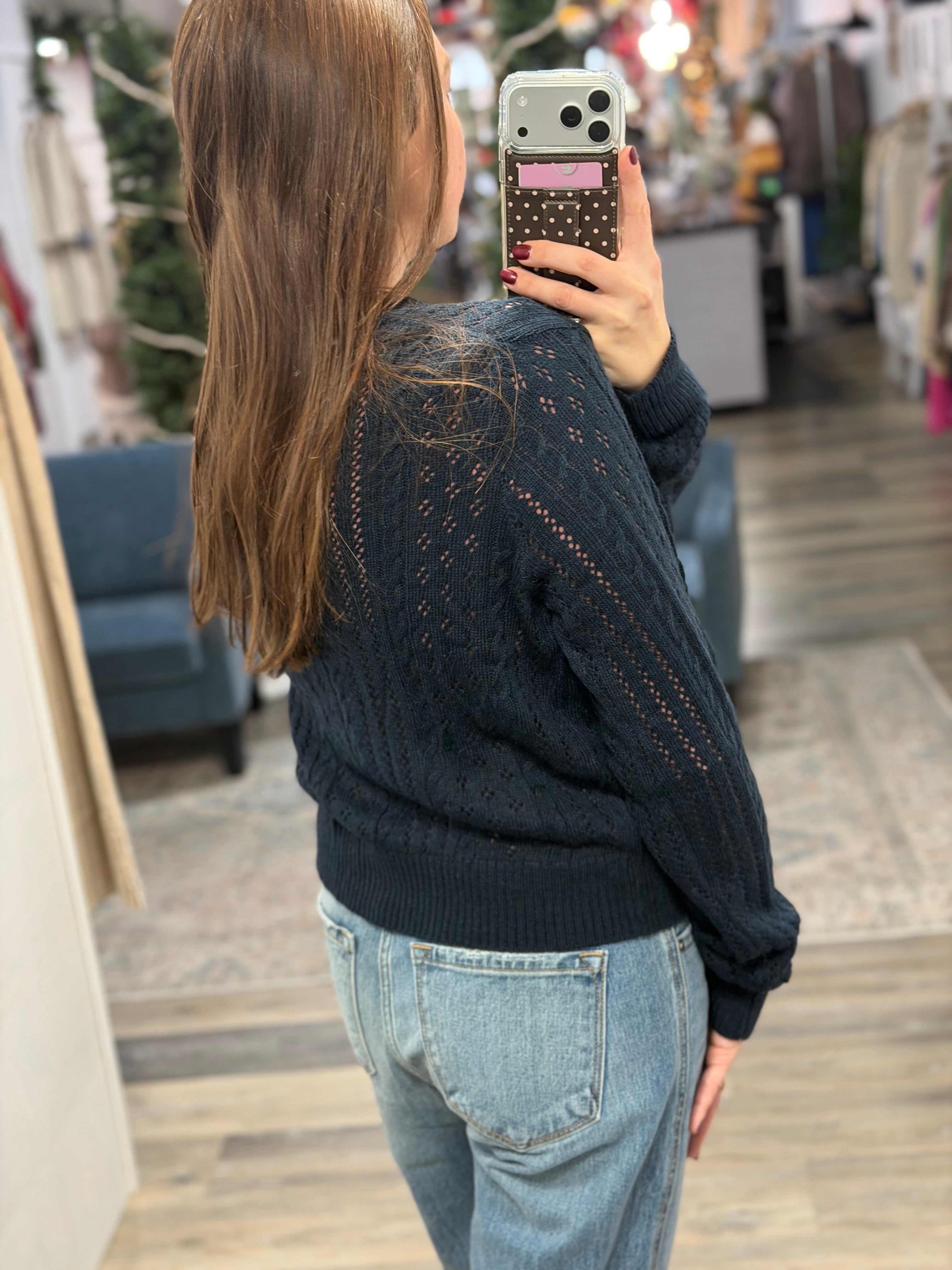 Navy Cable Knit Cardi