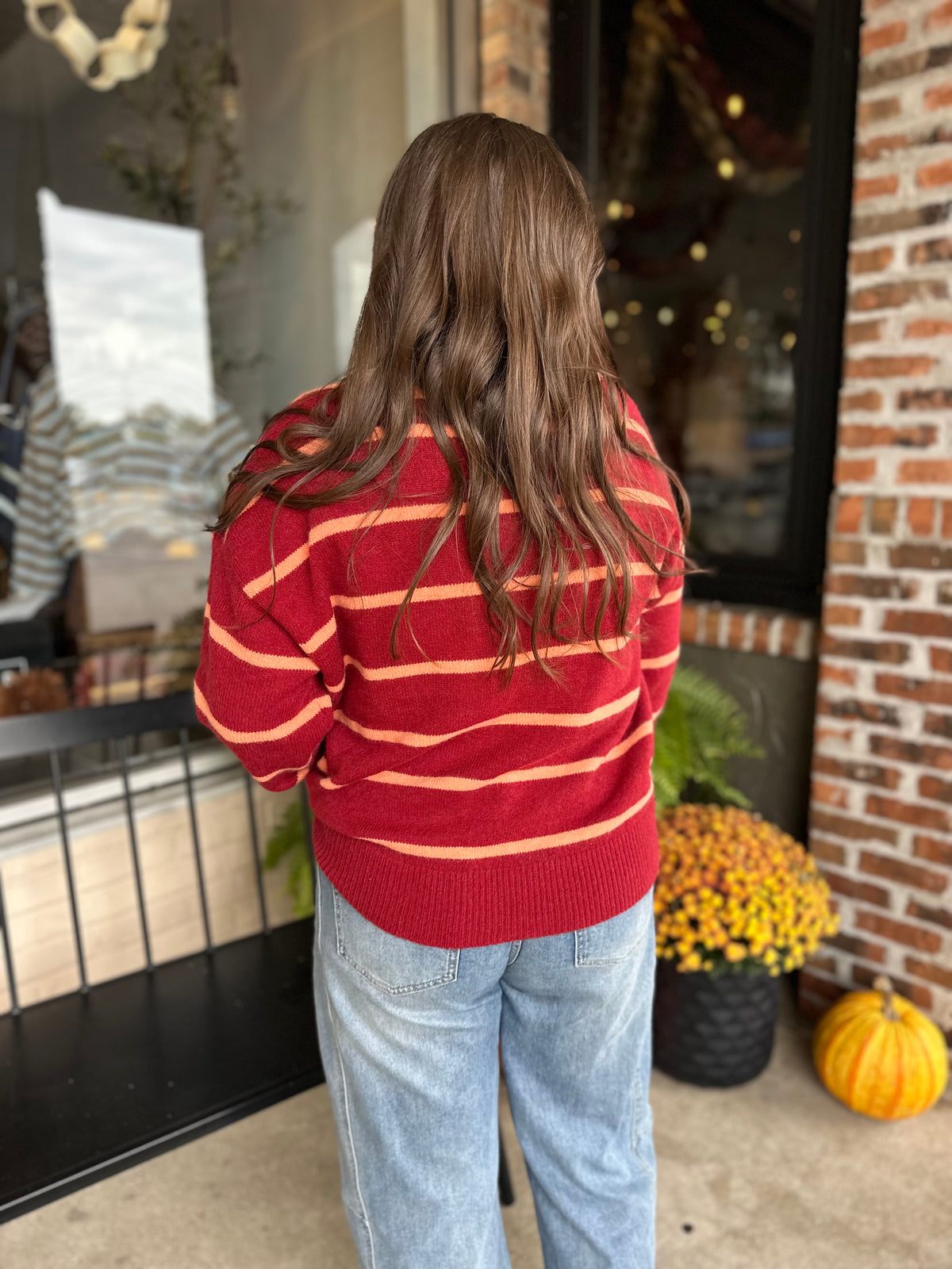 Coral Red Mock Neck Sweater