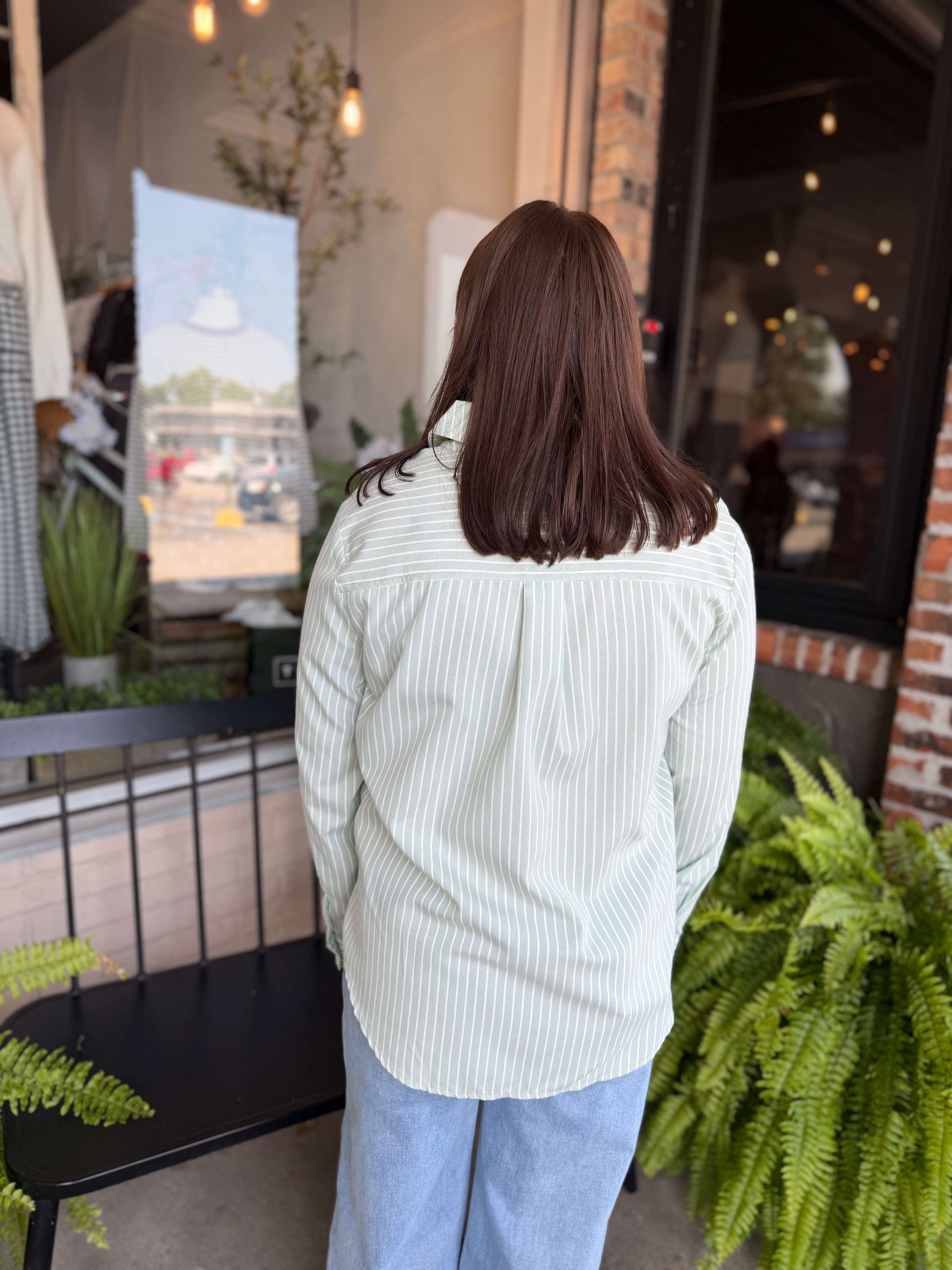 Mint Stripe Button Down Shirt