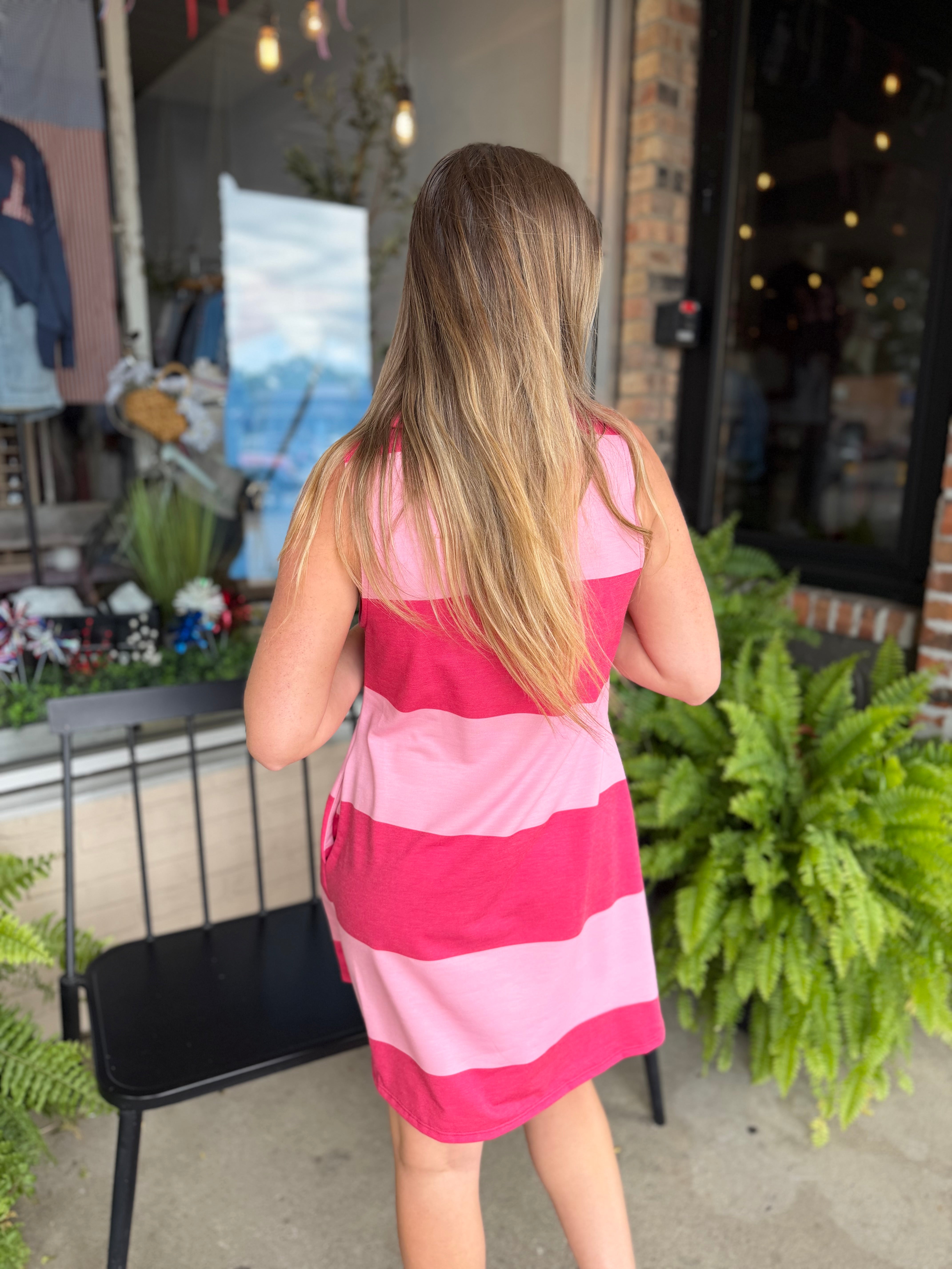 Pink Block Collared Dress