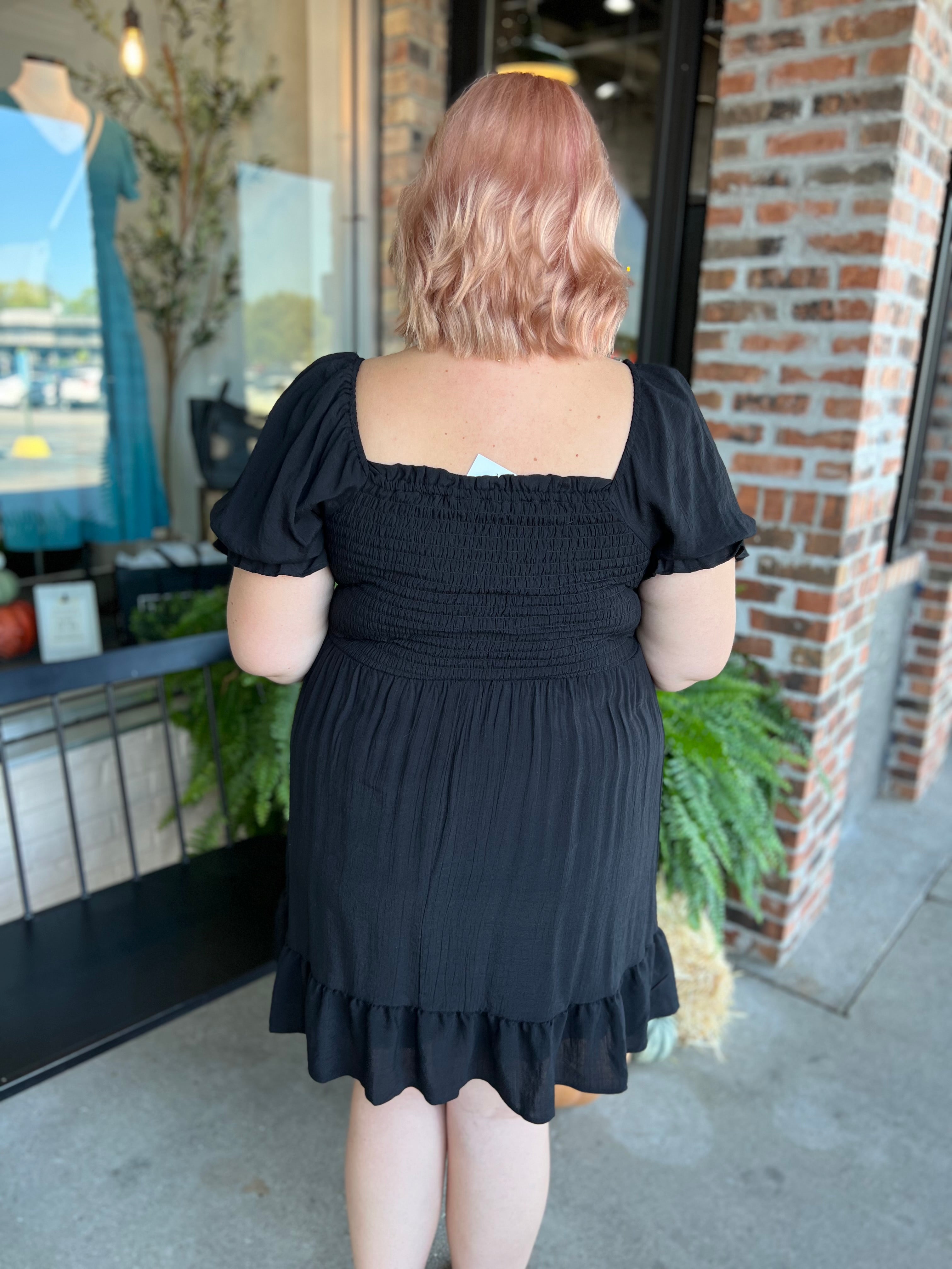 Plus Black Gauze Ruffle Dress