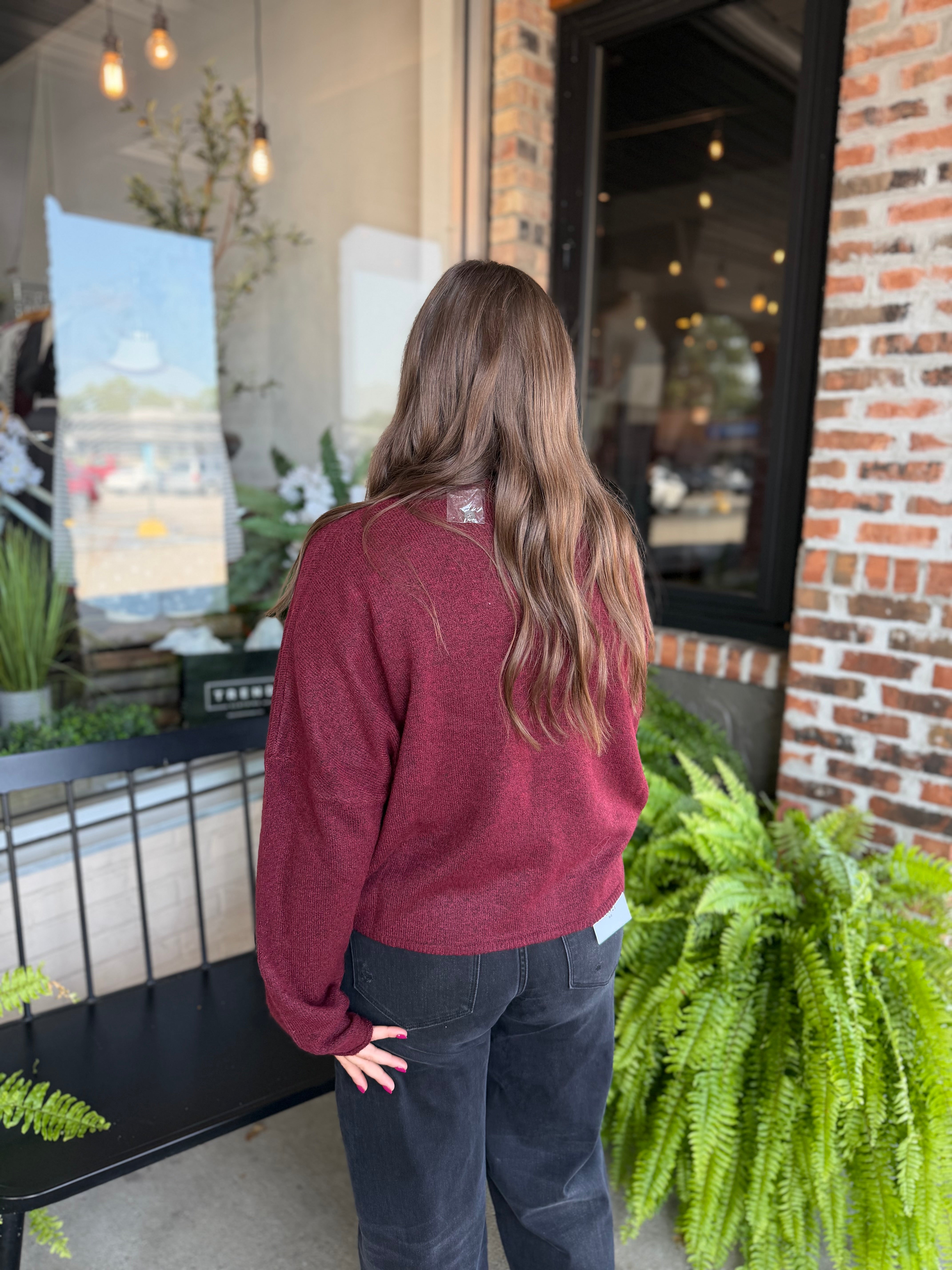 Burgundy Button Down Knit Cardi