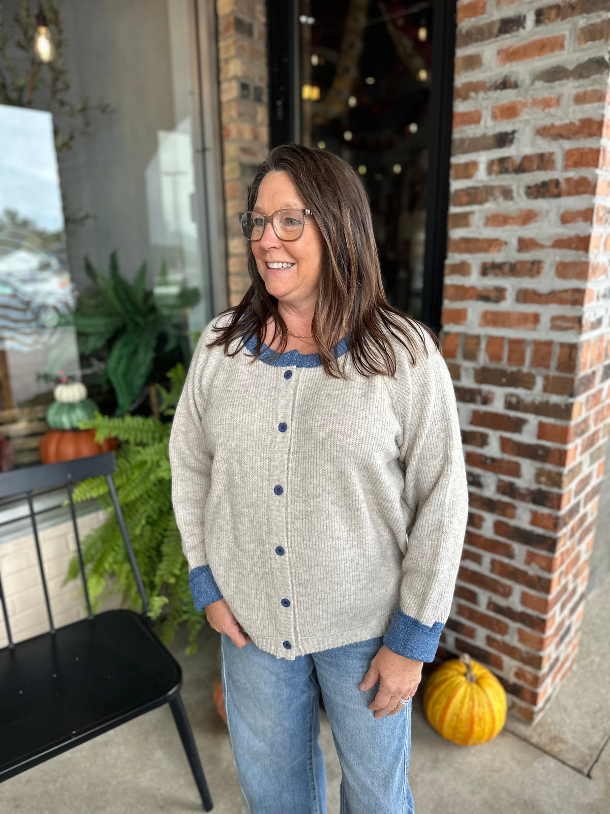 Contrast Rib Sweater Cardigan
