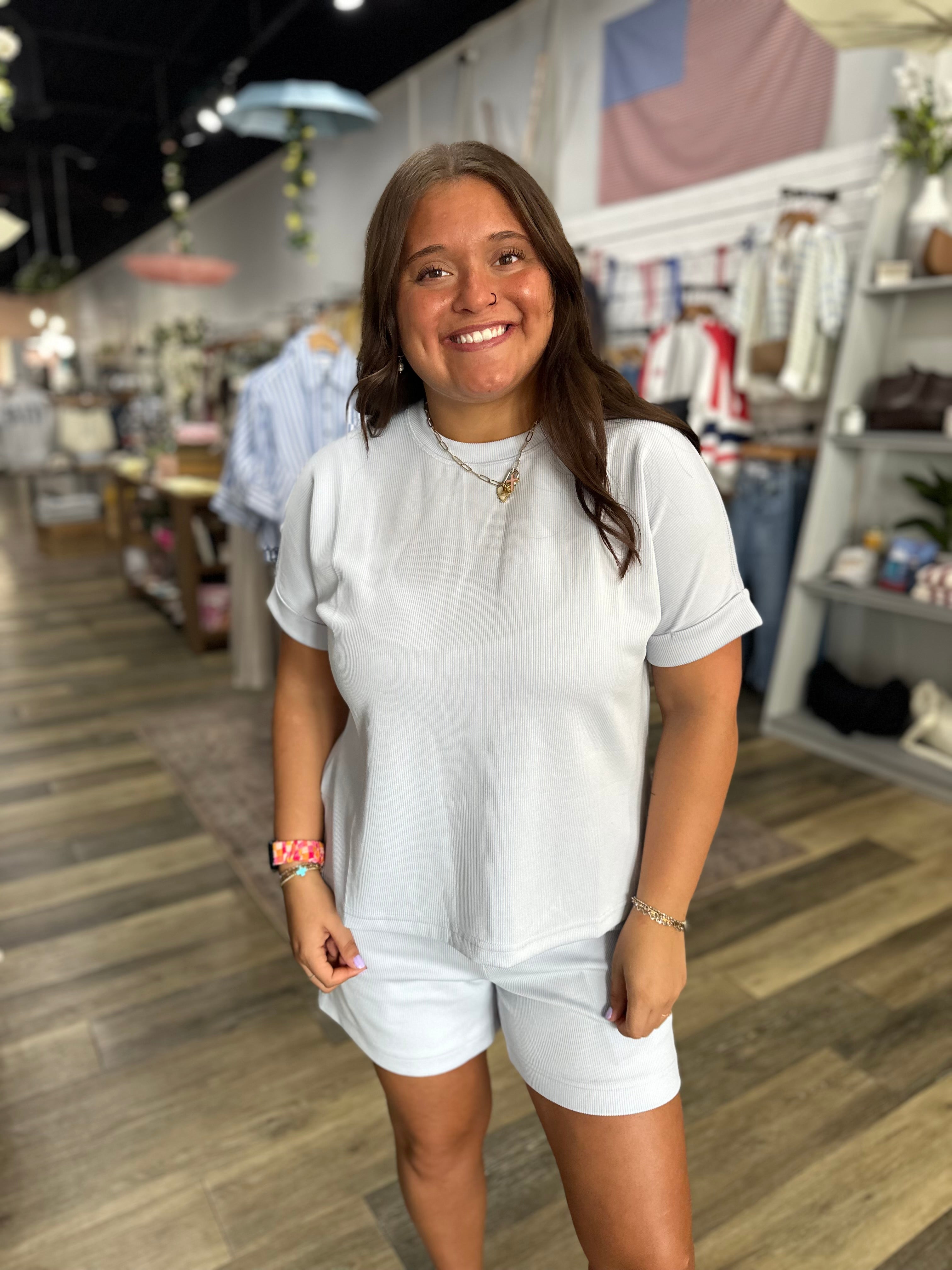 Blue Luxe Sand Wash Rib Lounge Tee
