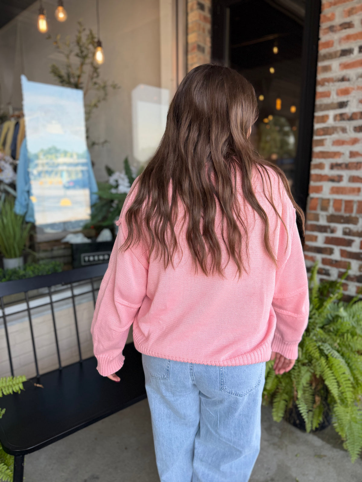 Pink Pleat Detail Sweater