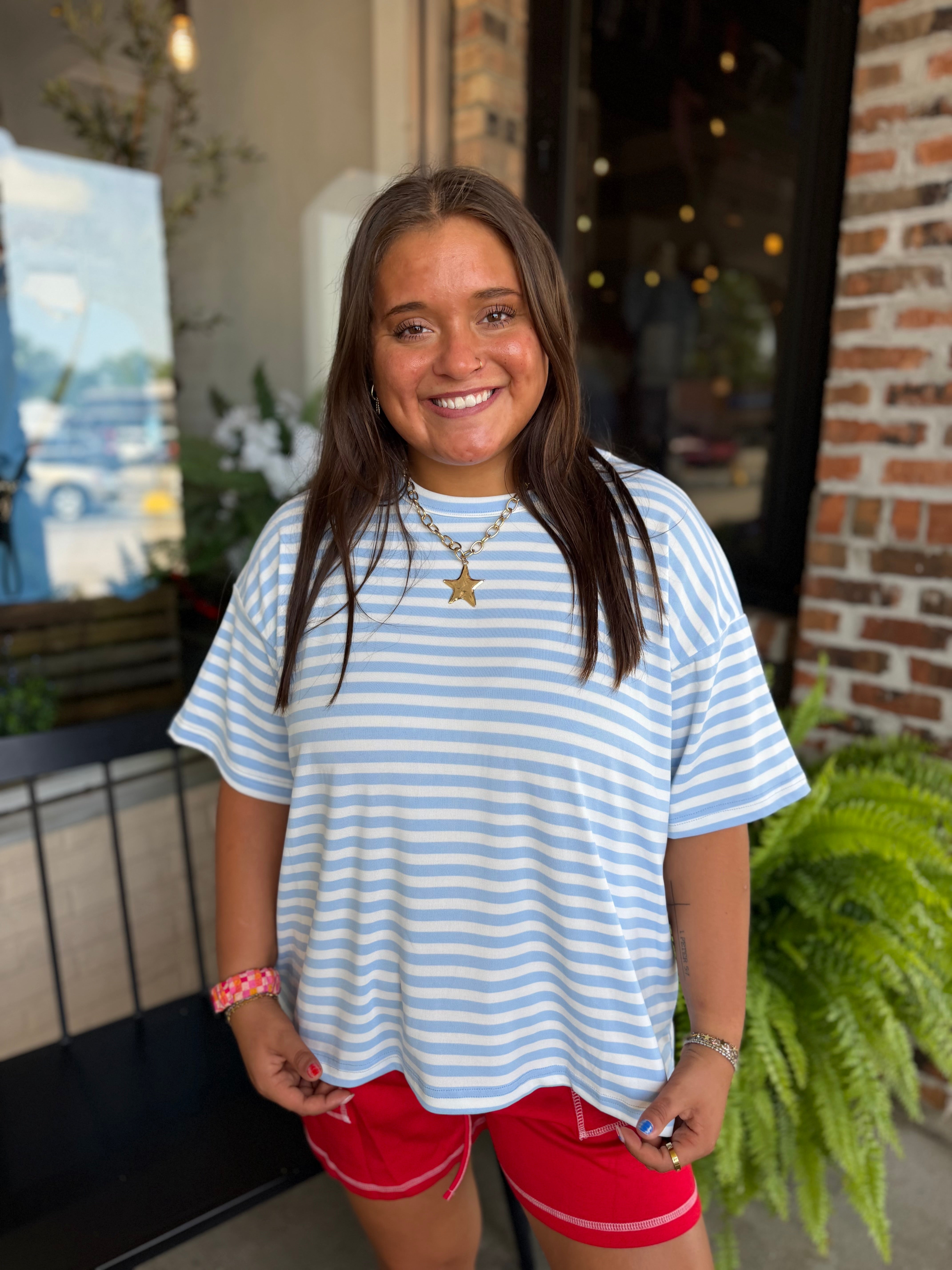 Blue Stripe Oversized T-Shirt