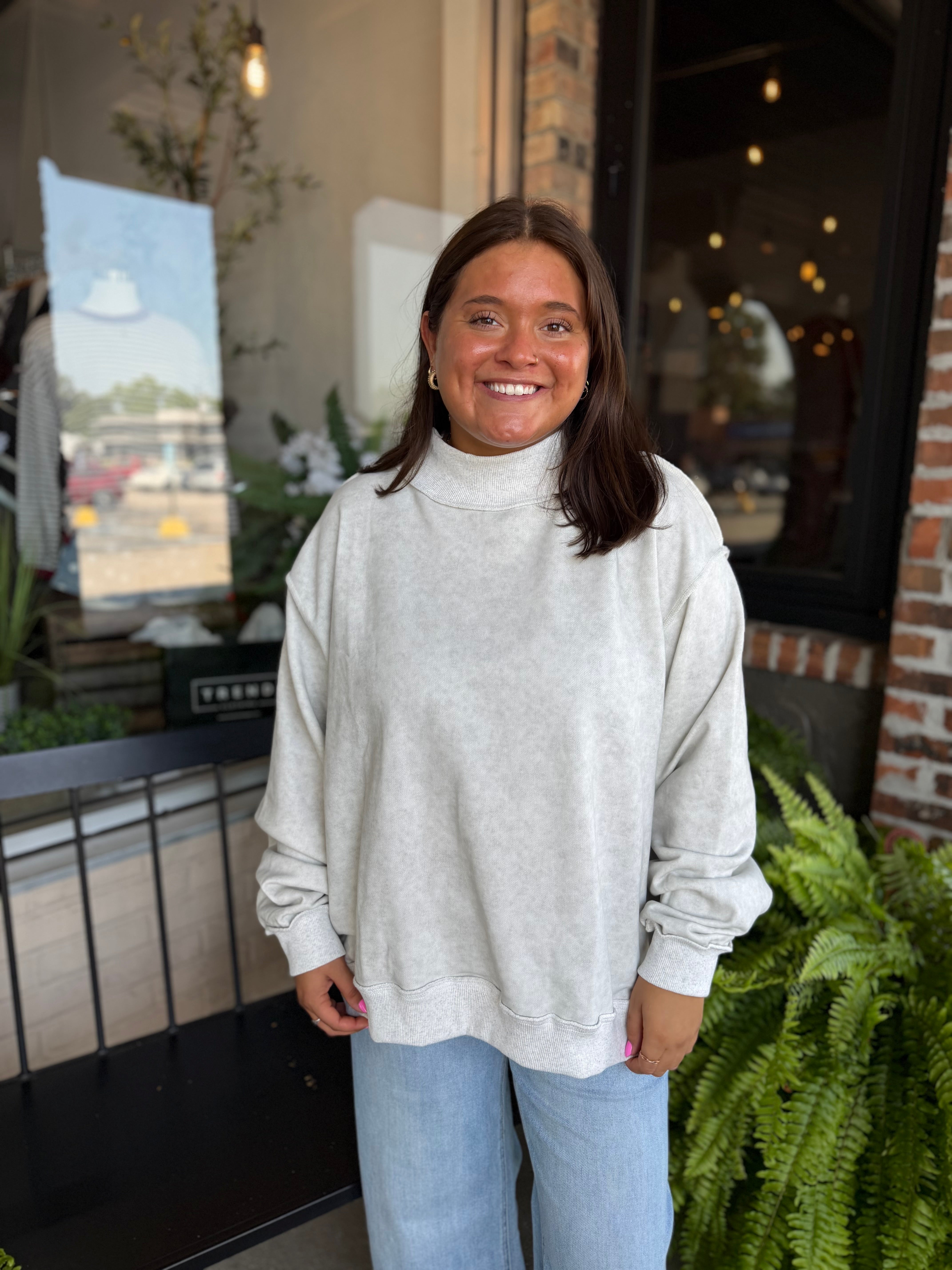 Grey Vintage Wash Oversized Sweatshirt
