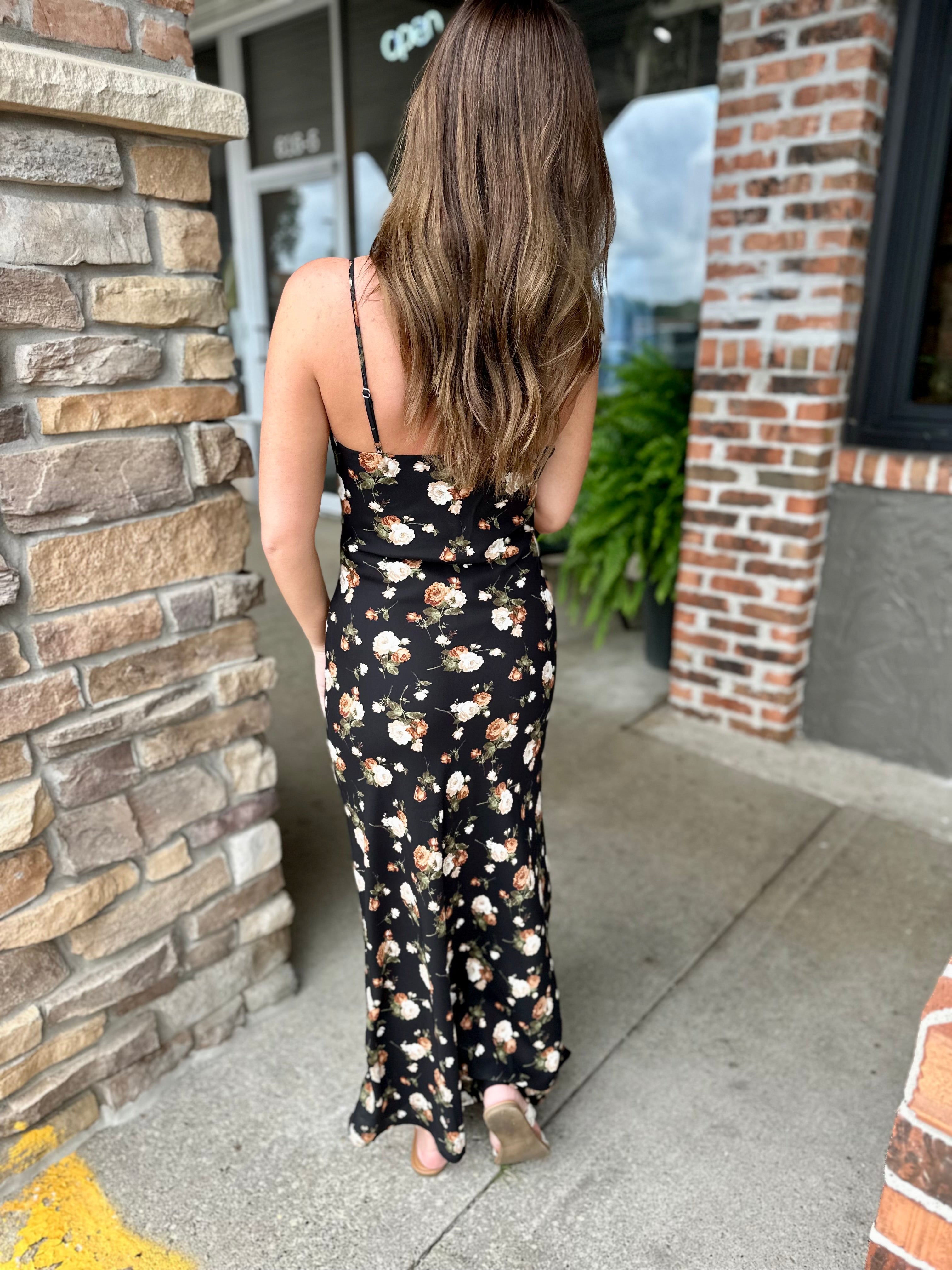 Black Floral Cami Dress