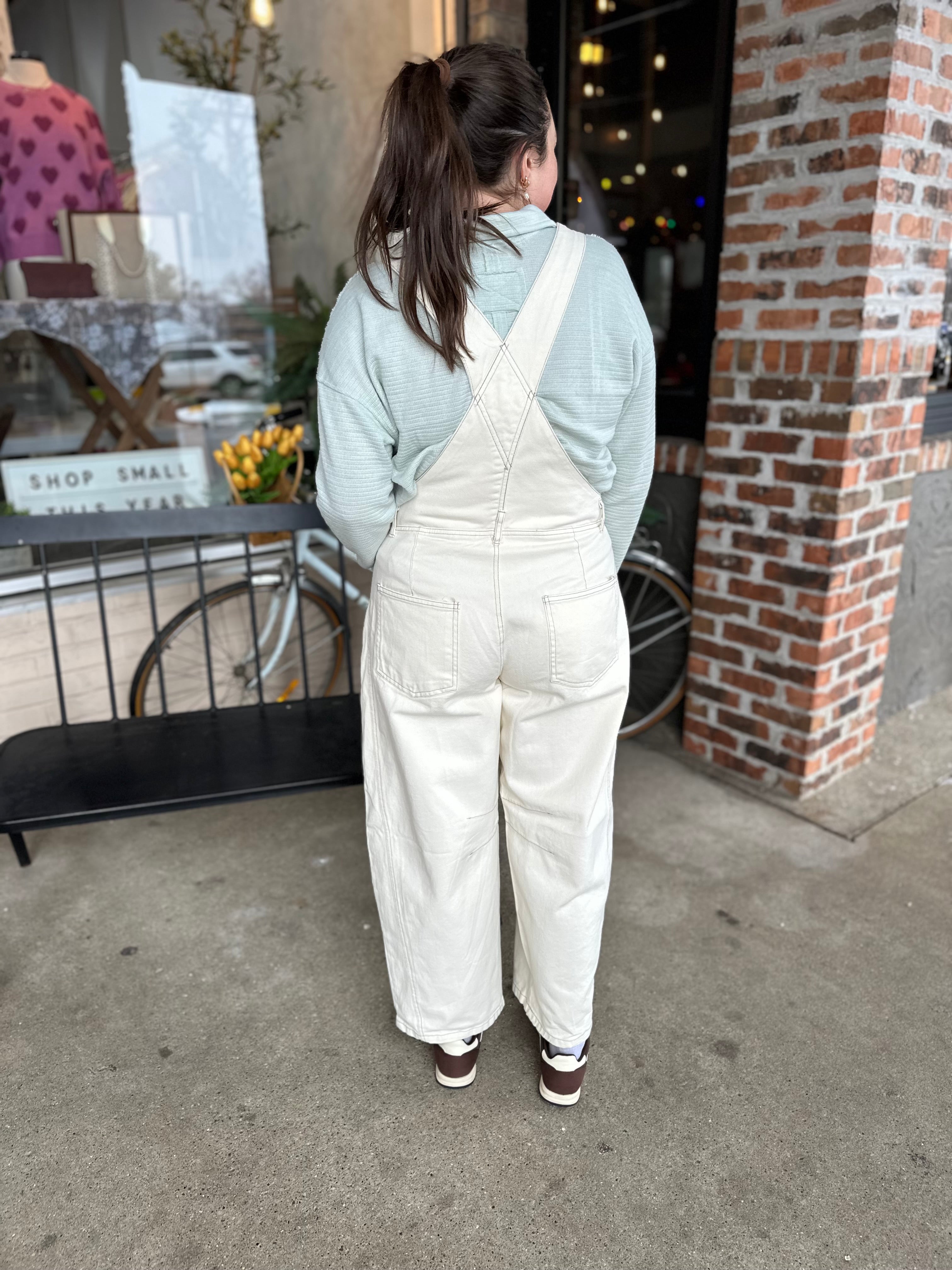 Cream Wide Leg Overalls