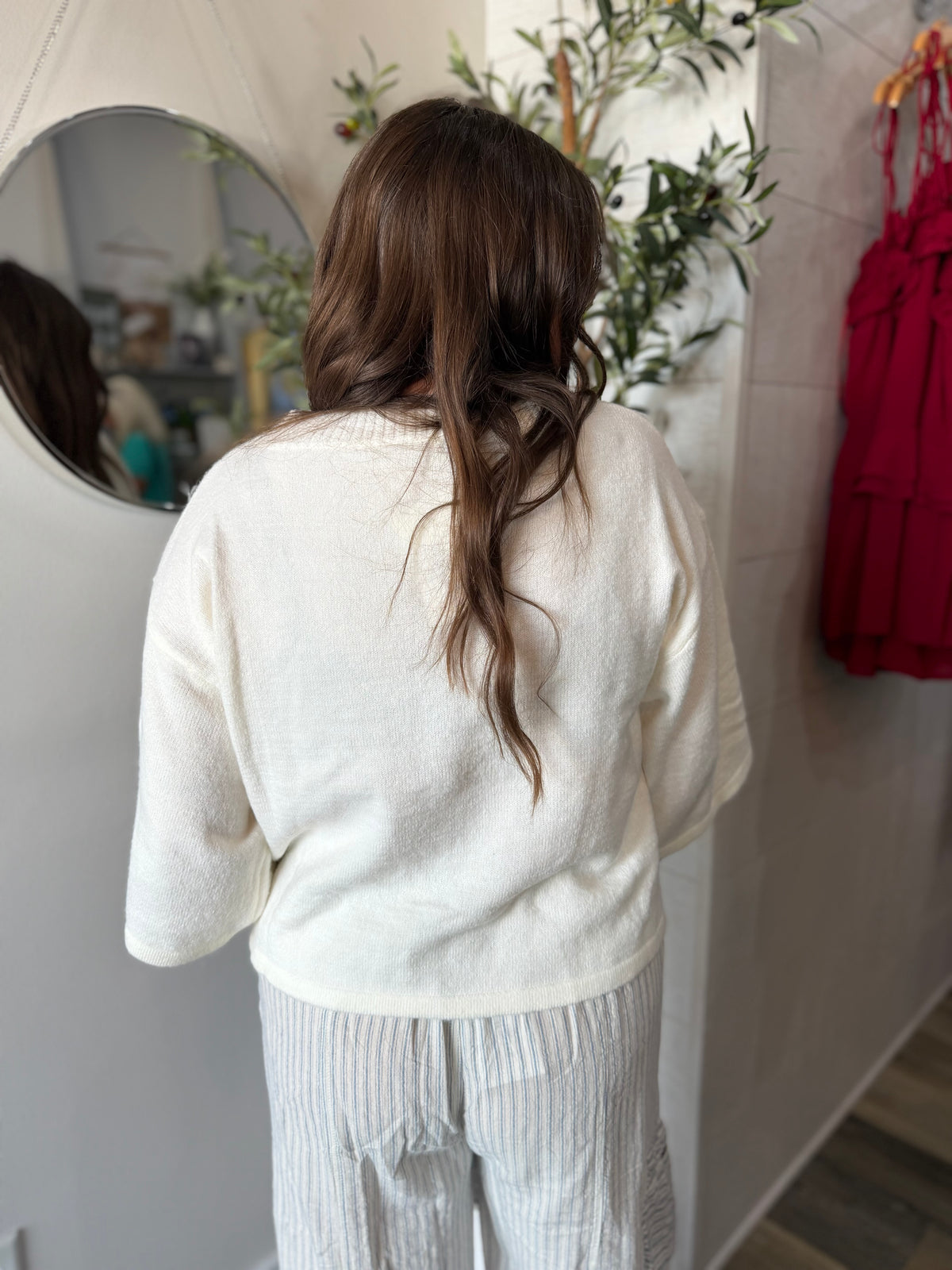 Ivory Wide Sleeve Button Front Knit Cardigan