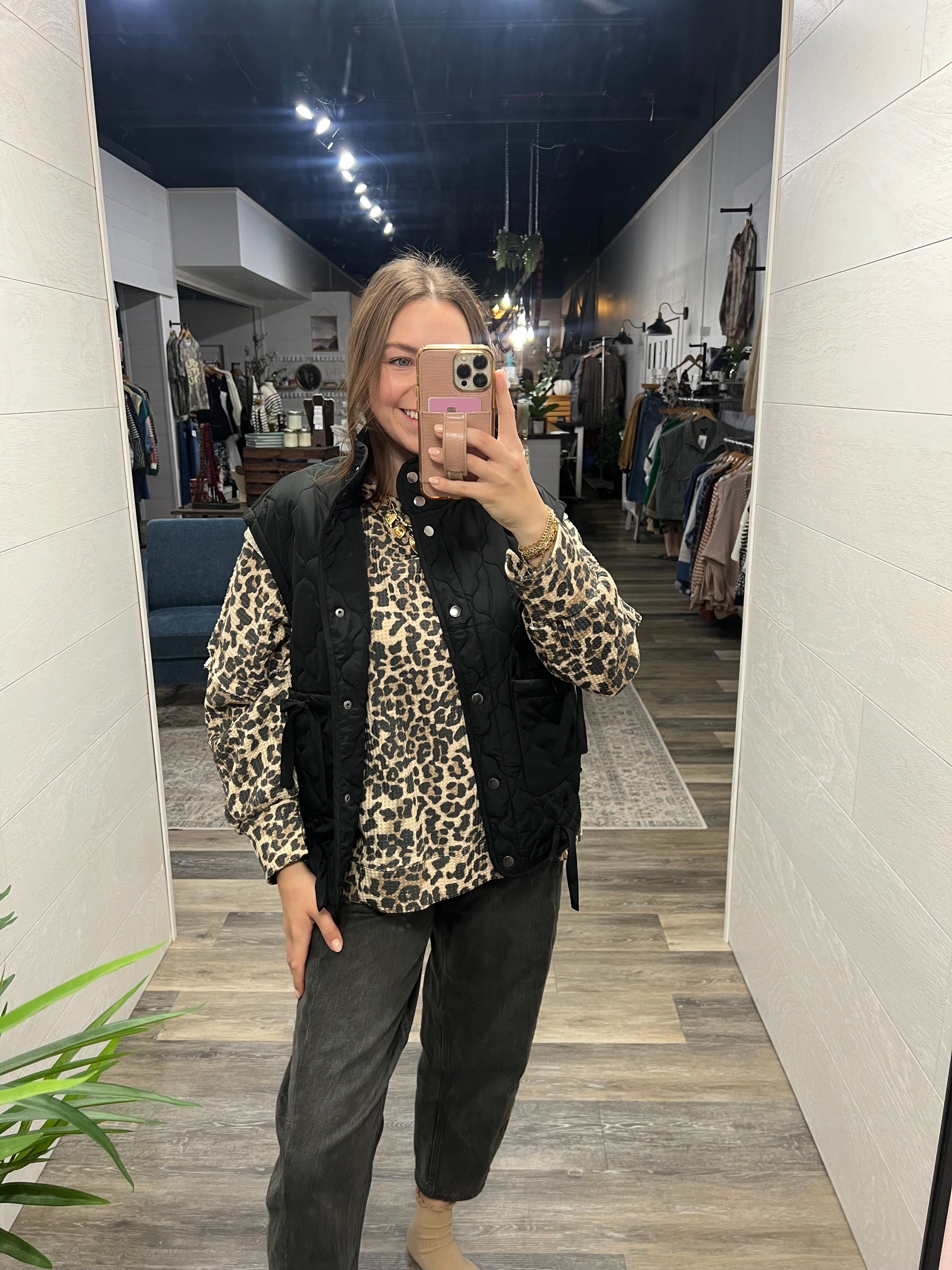Leopard Waffle Sweatshirt - FINAL SALE