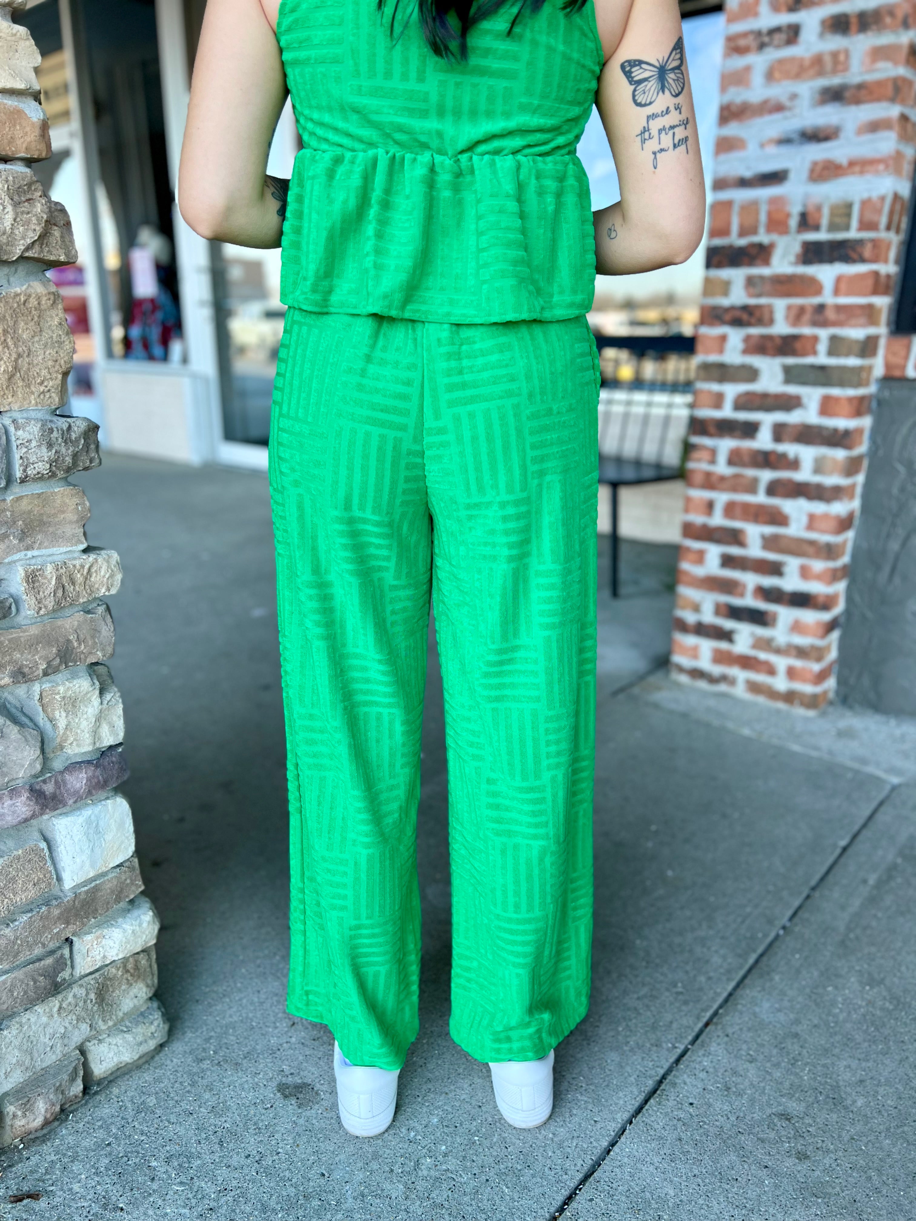 Green Textured Pants - FINAL SALE