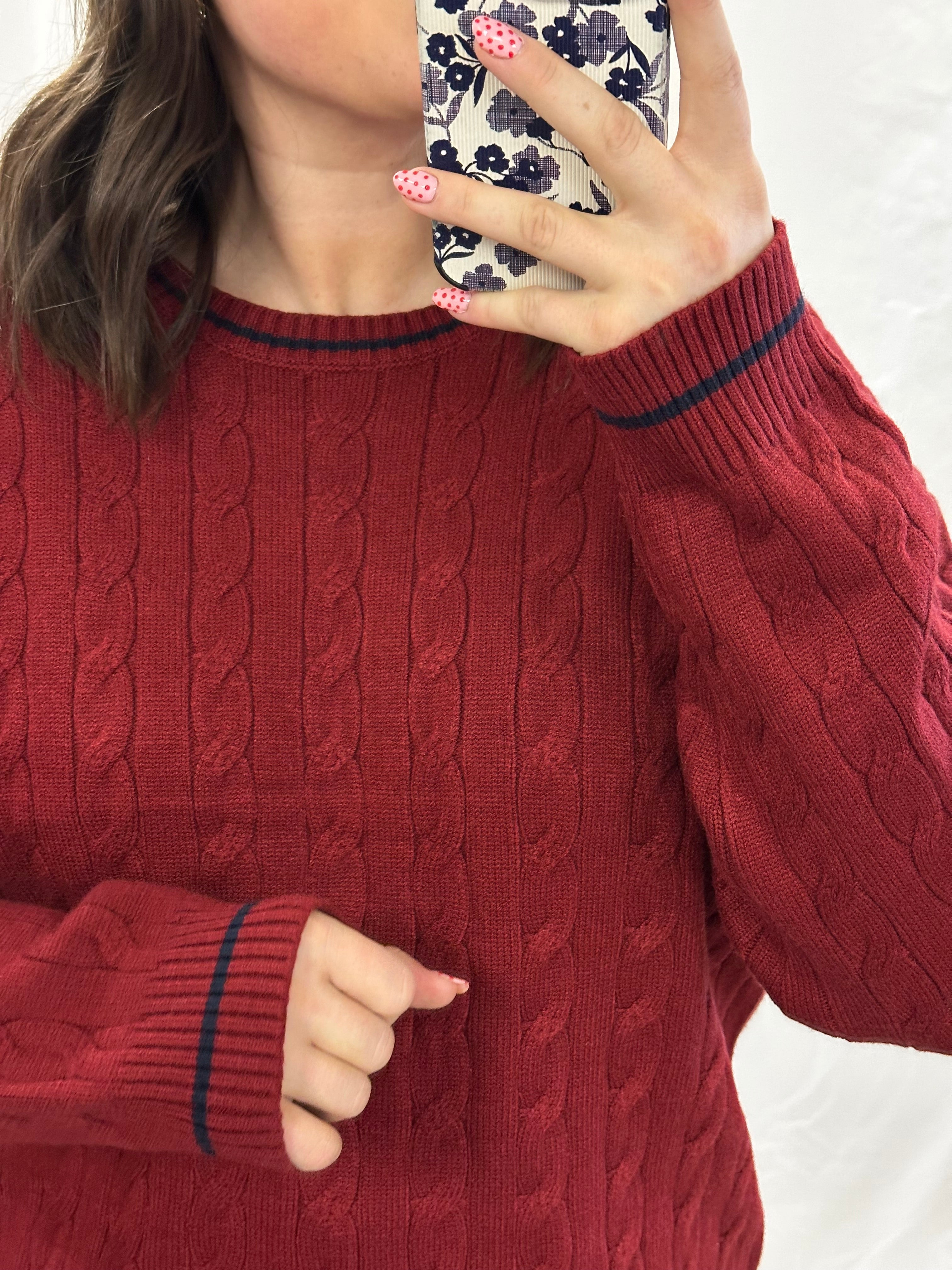 Red Cable Knit Sweater