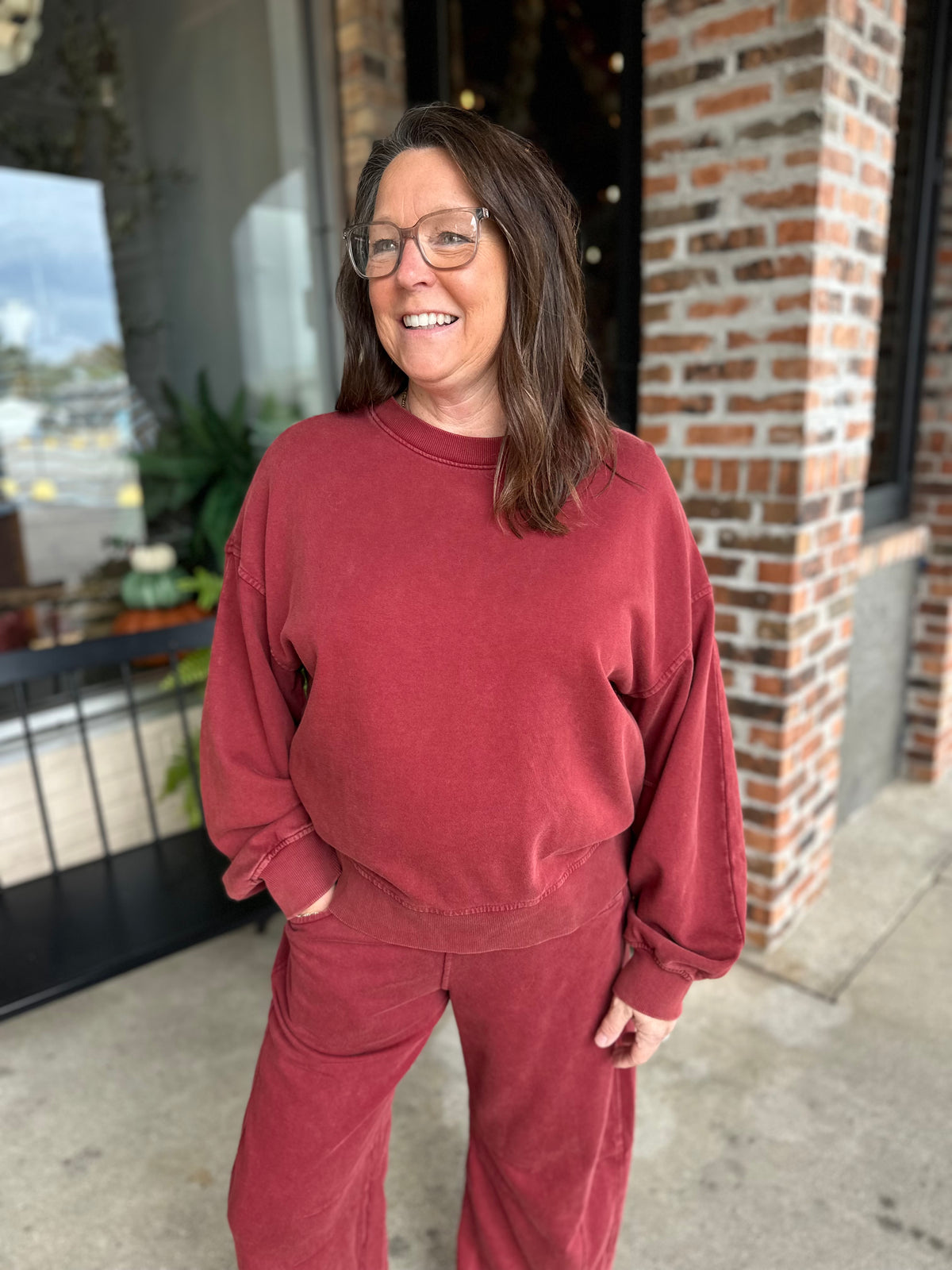 Crimson Mineral Washed Pullover