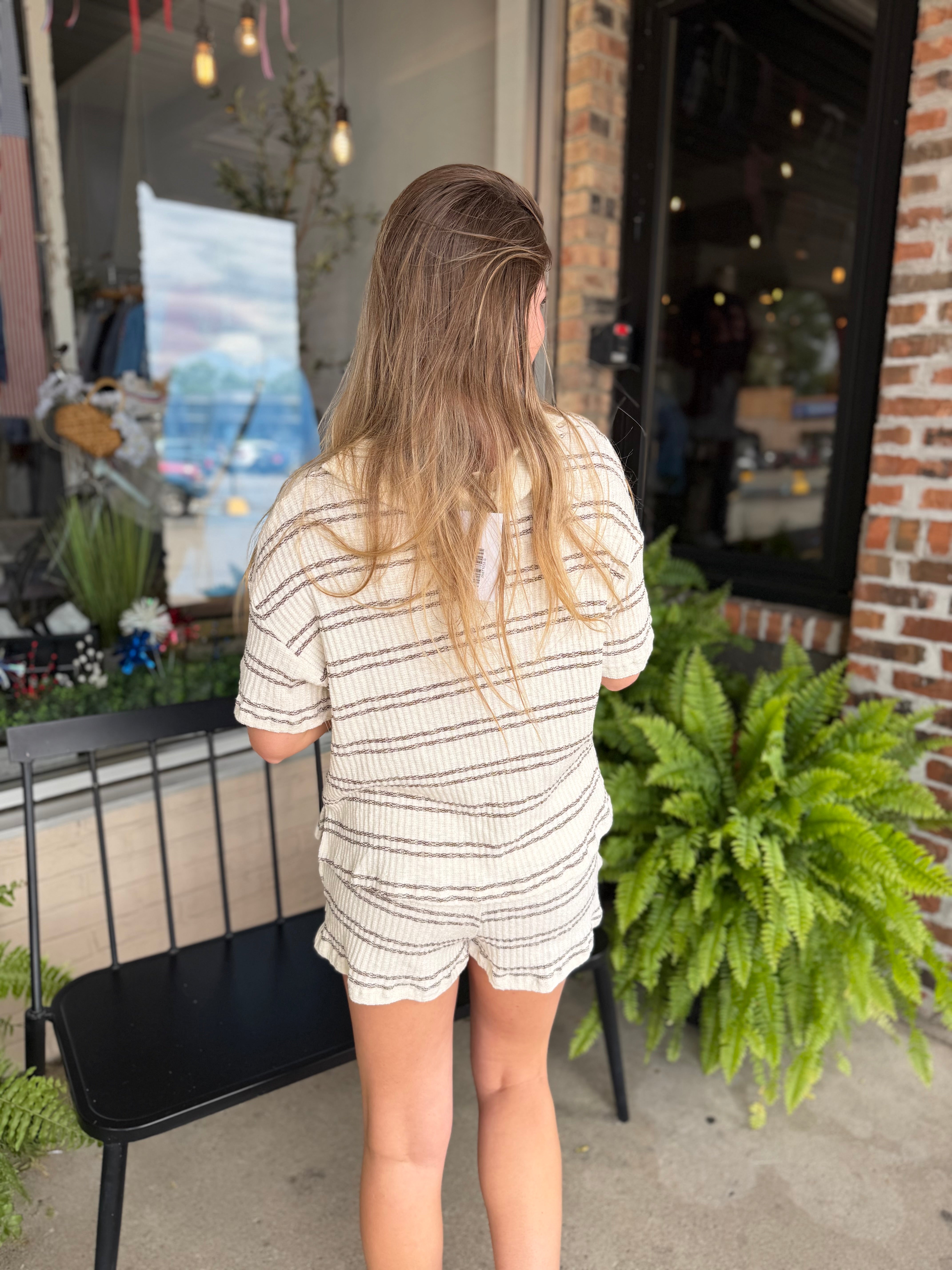 Brown Marled Stripe Shorts