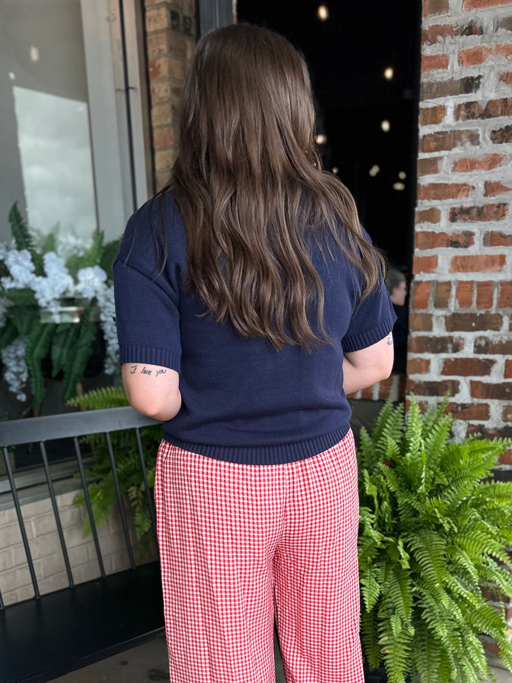 Navy American Flag Knit Top