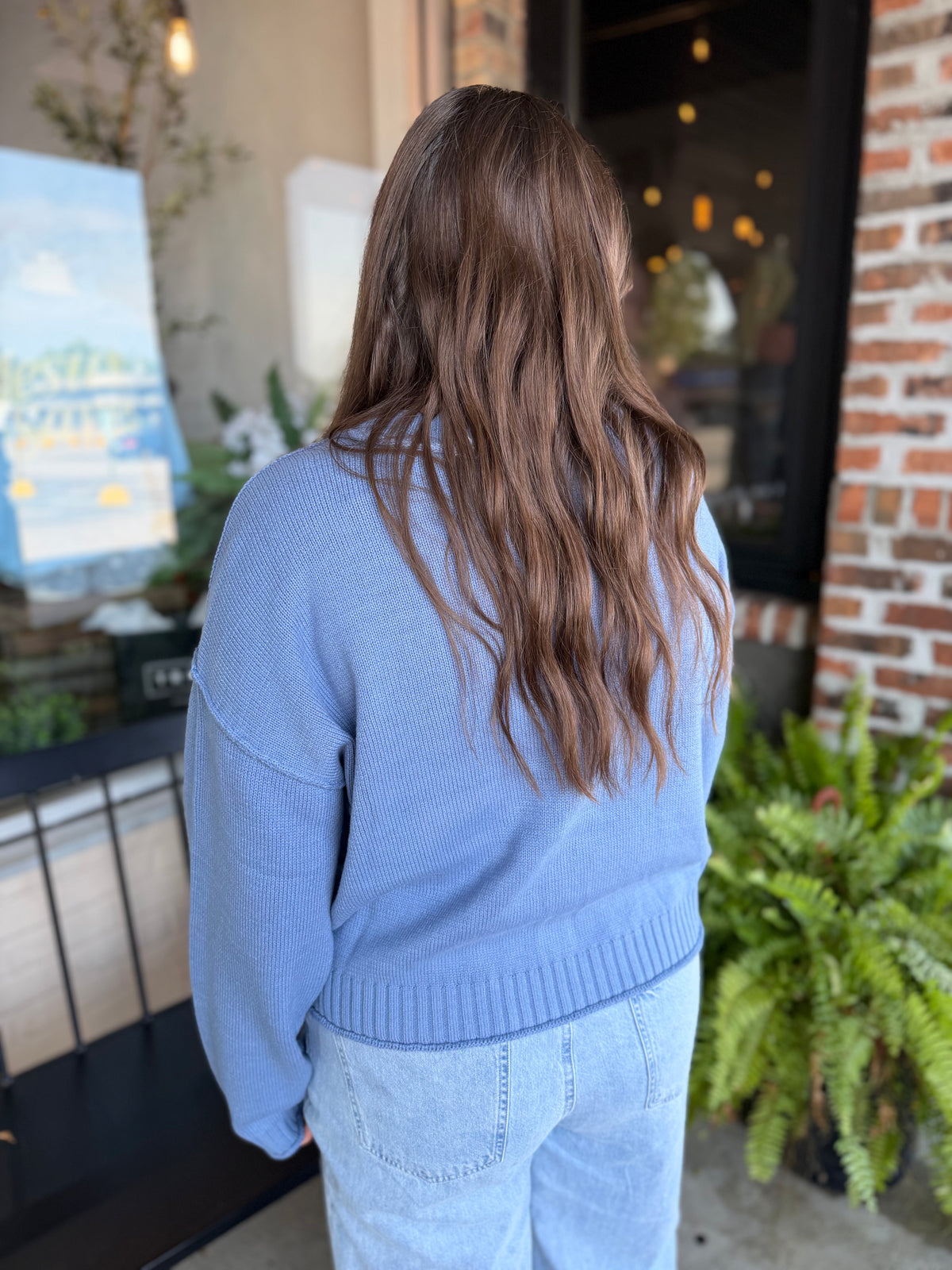 Blue Raw Edge Cardi