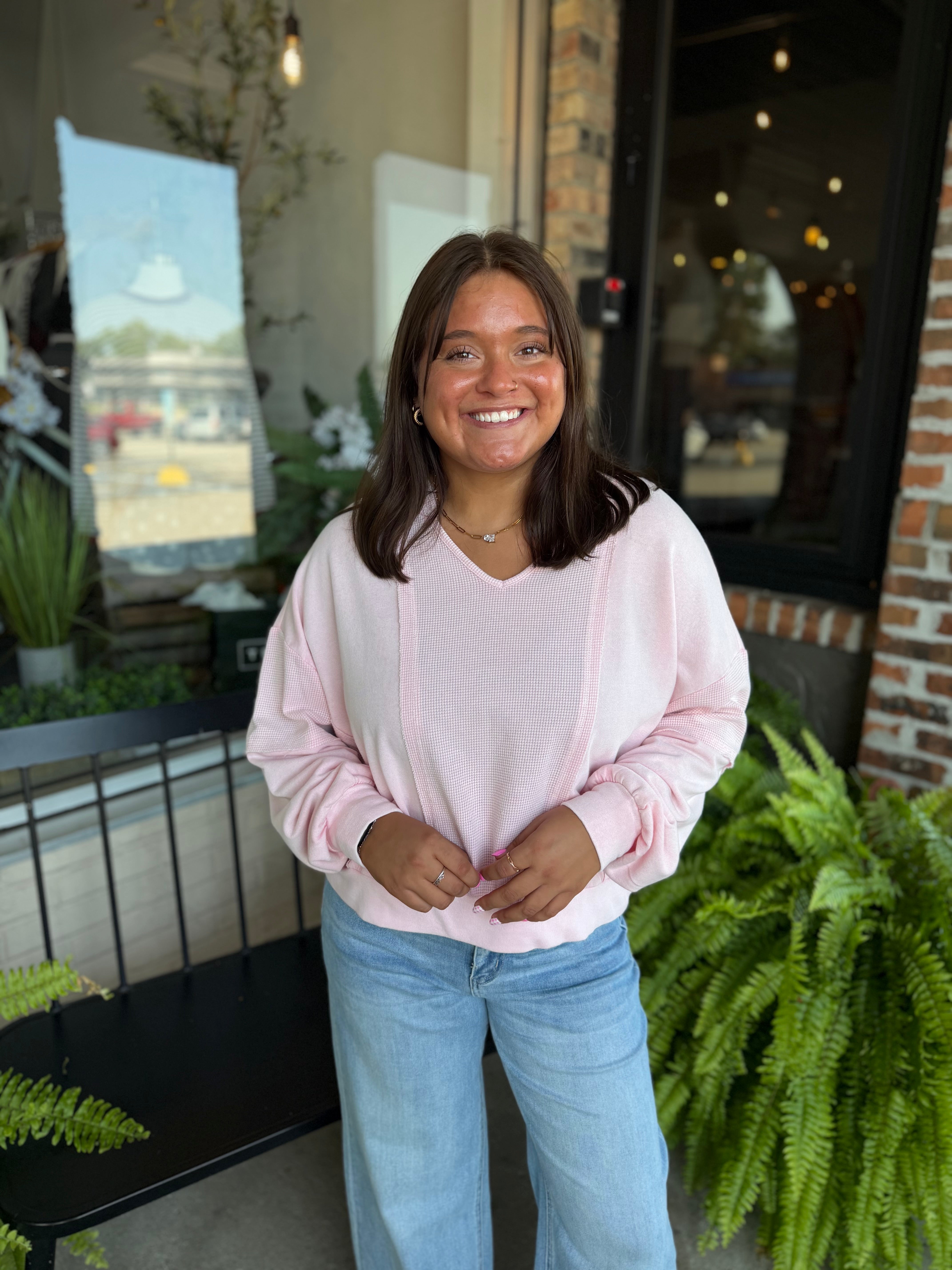 Pink Waffle Terry Top - FINAL SALE
