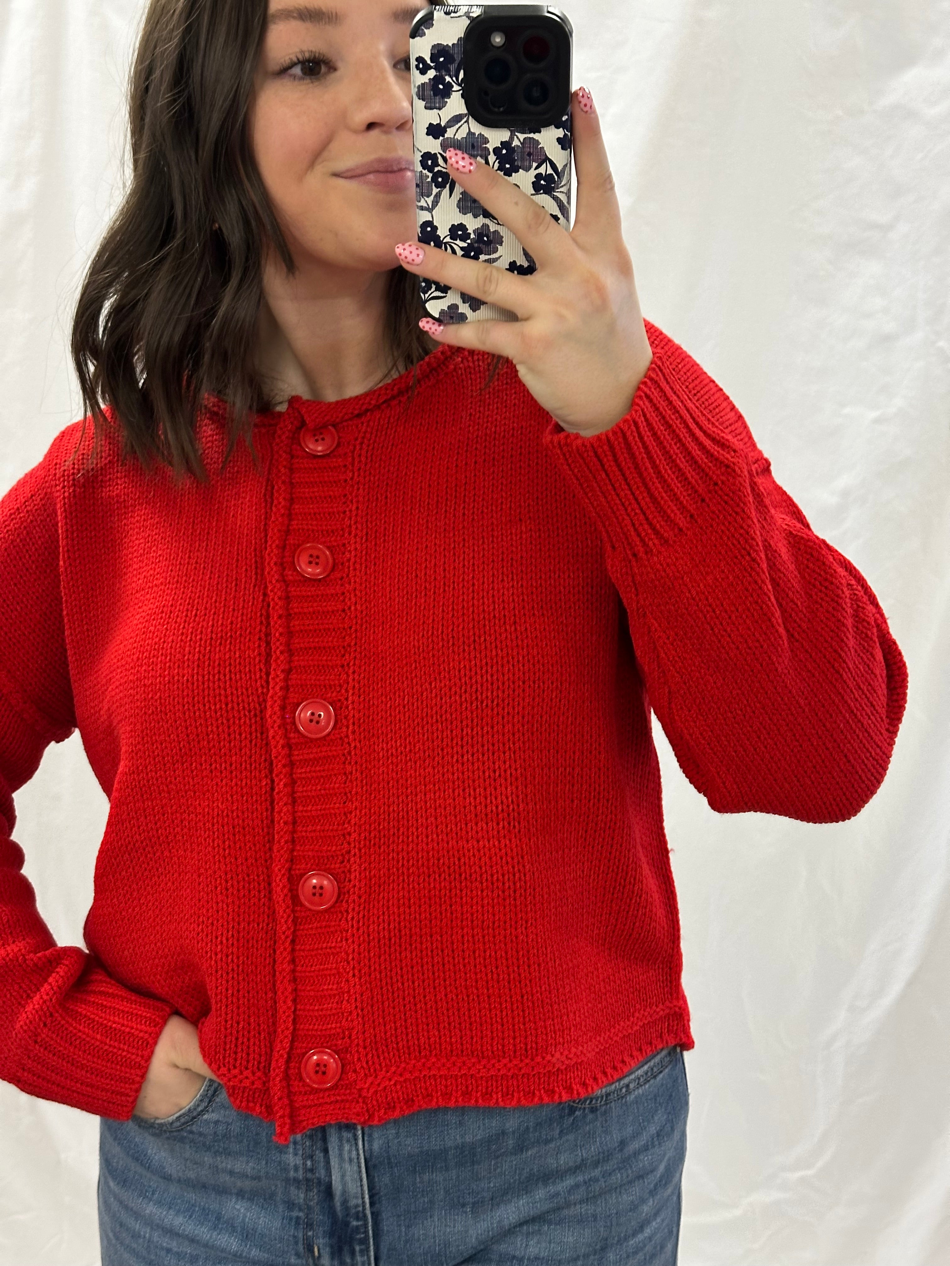 Red Knit Cardigan