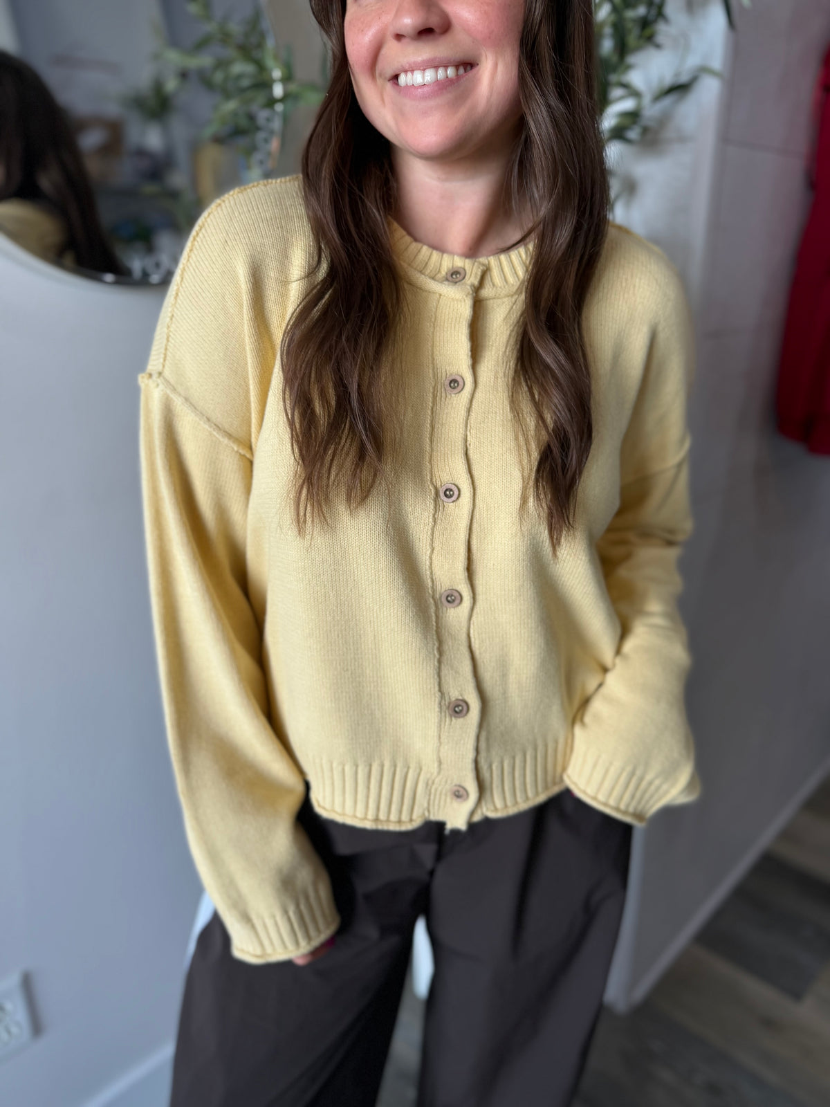 Yellow Raw Edge Cardi