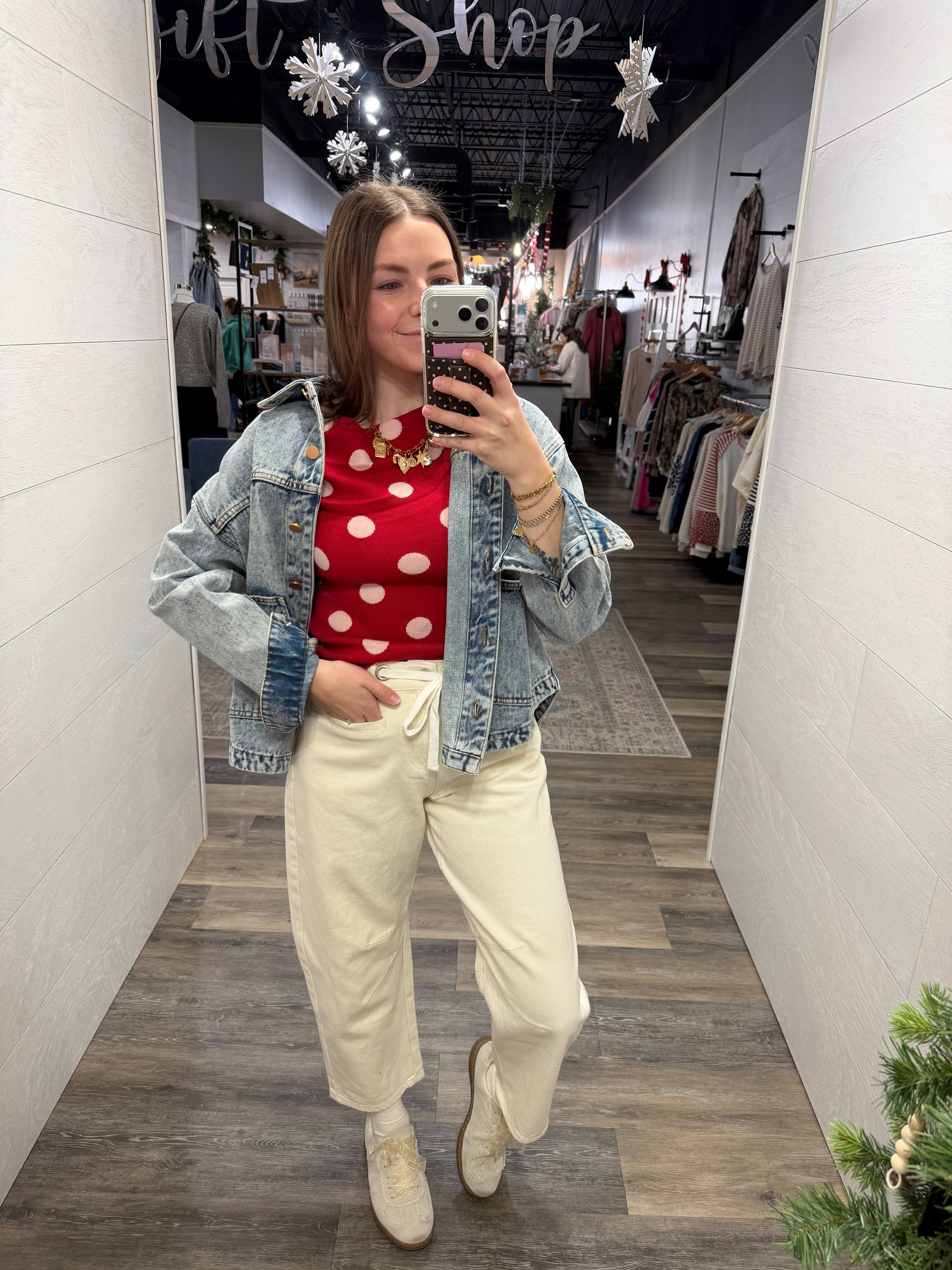Red Polka Dot Sweater Top