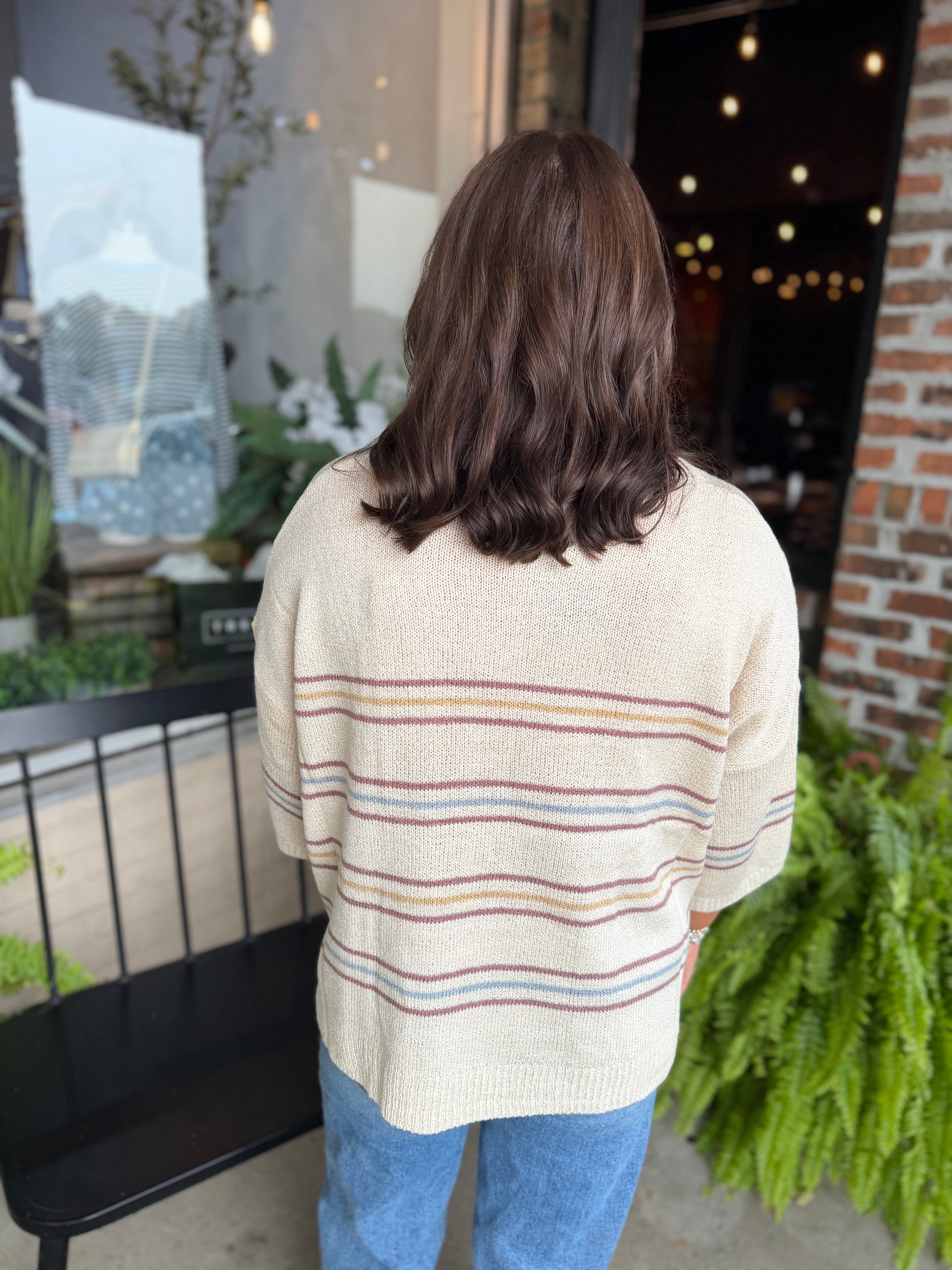 Vanilla Oversized Stripe Drop Shoulder Top