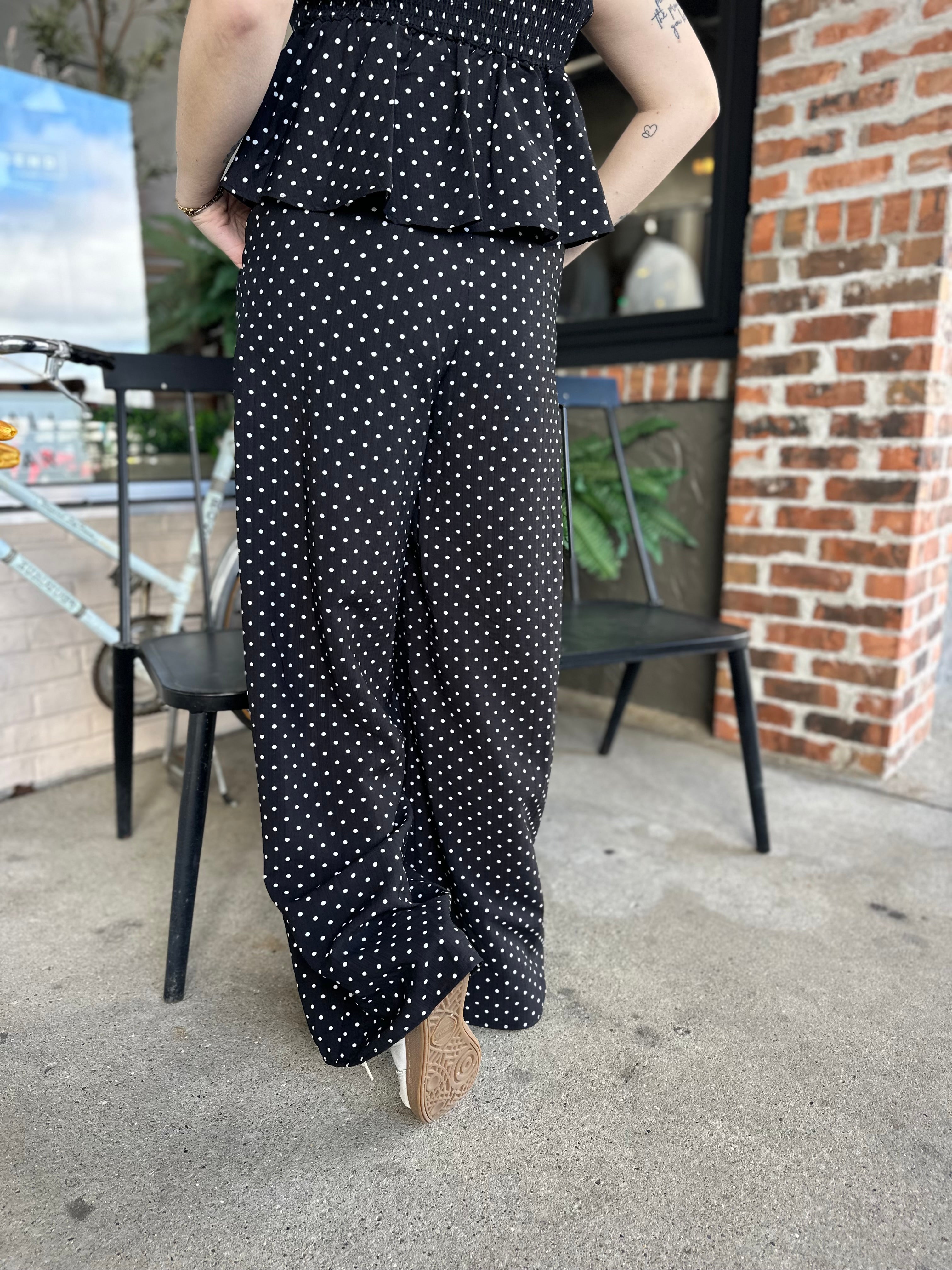 Black Dot Wide Leg Pants - FINAL SALE