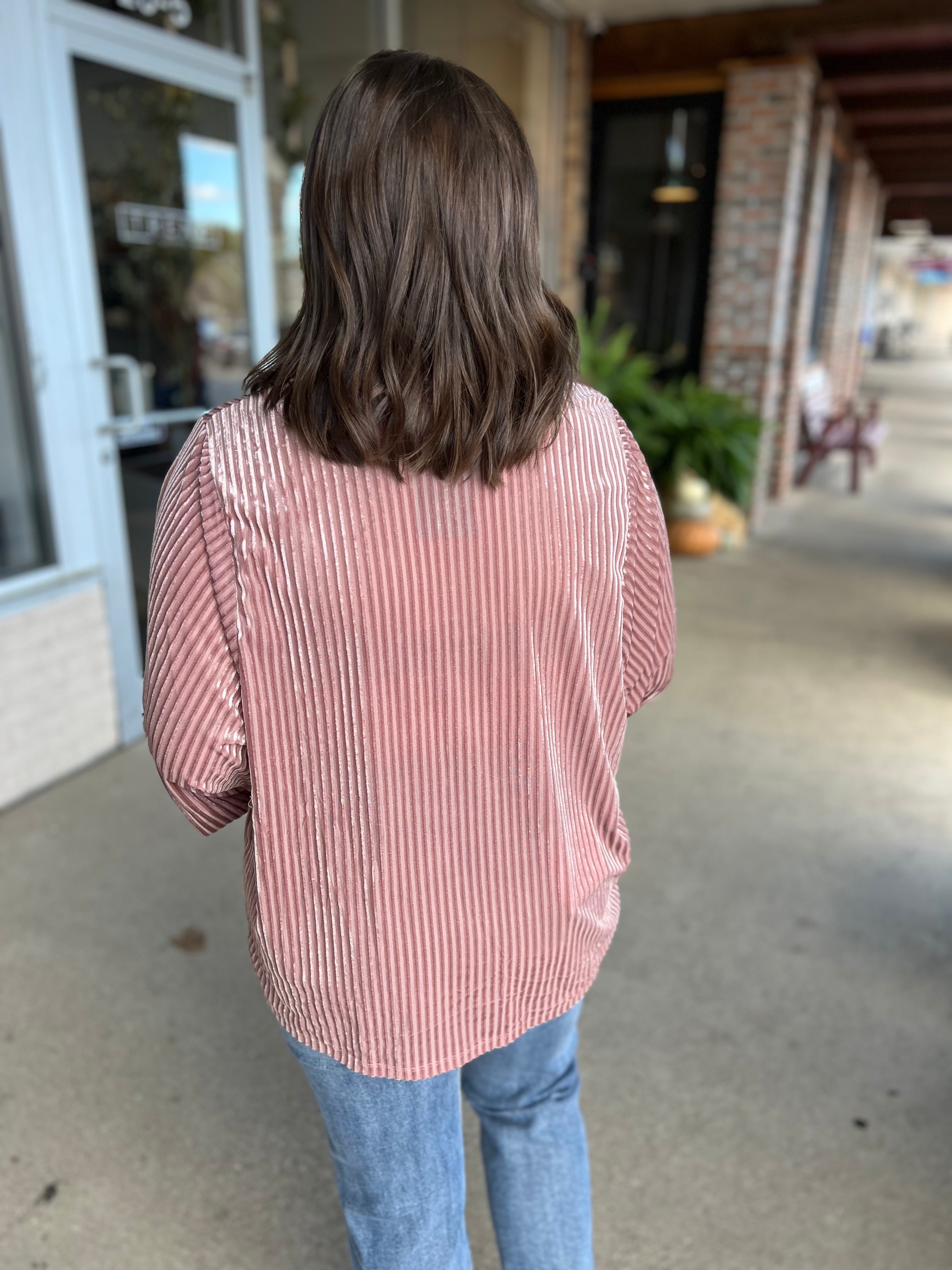 Mauve Velvet Stripe Blouse