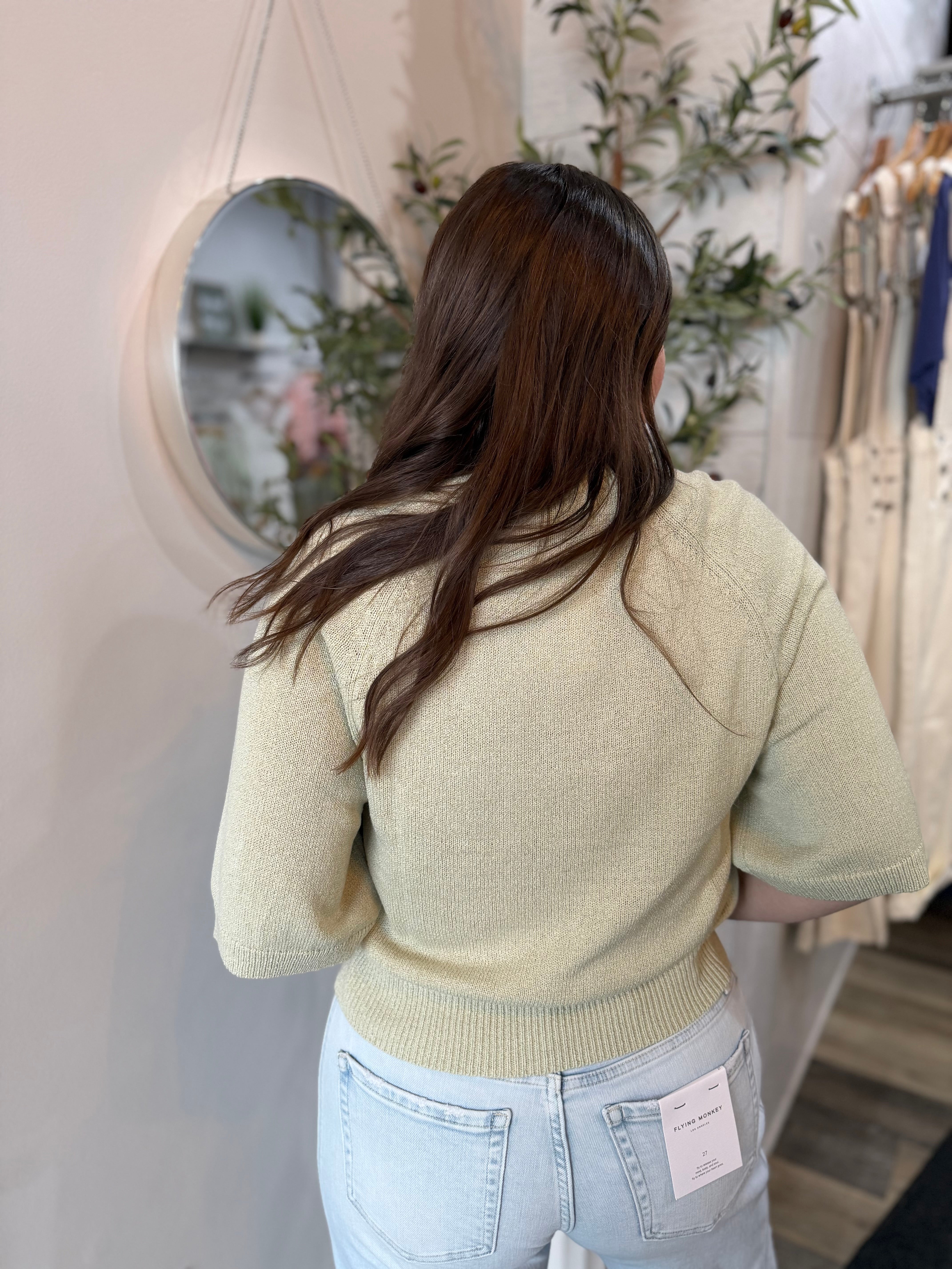 Sage Raglan Short Sleeve Sweater