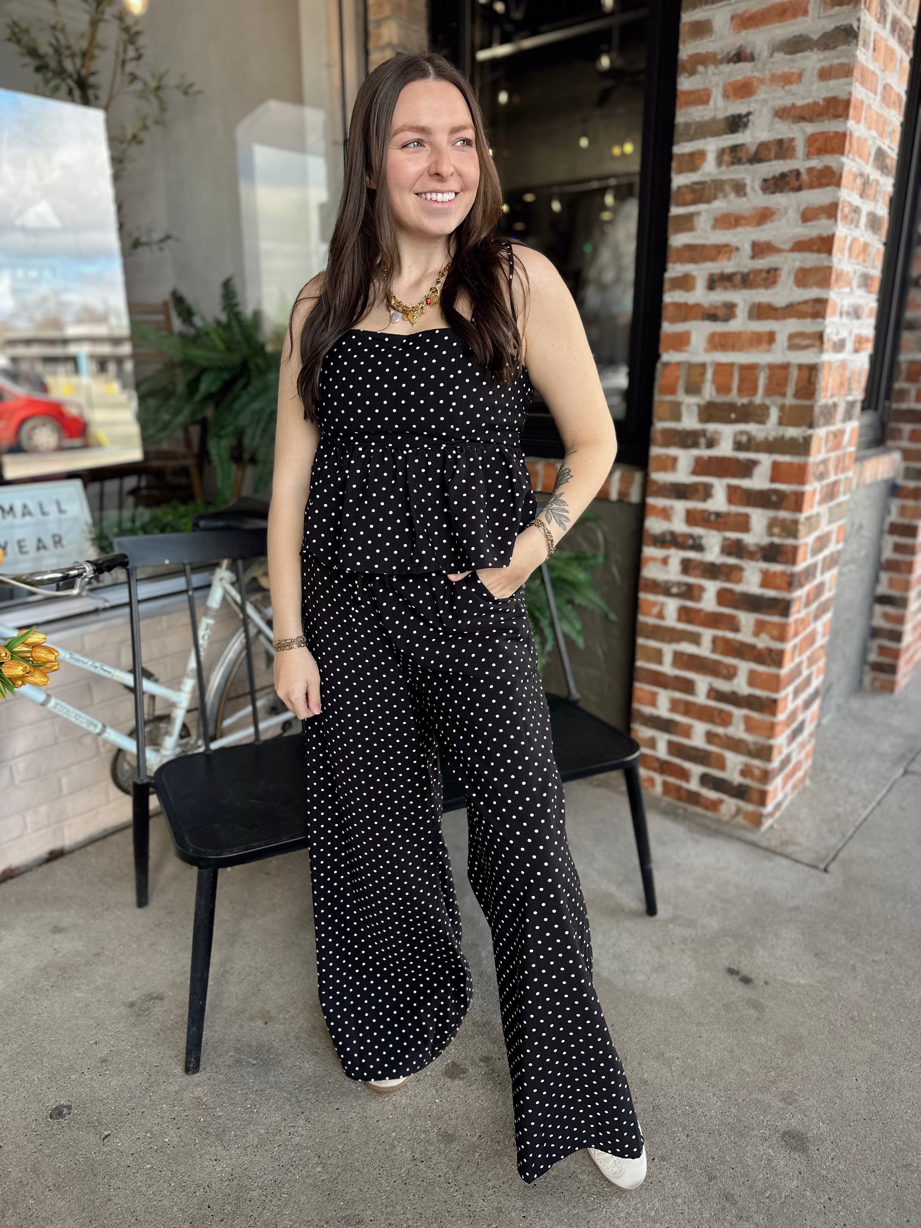 Black Dot Peplum Tank