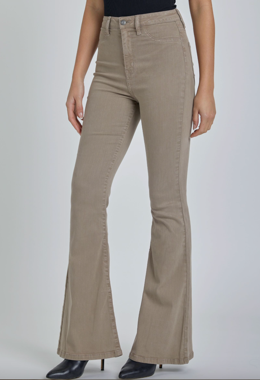 Beige High Rise Flares