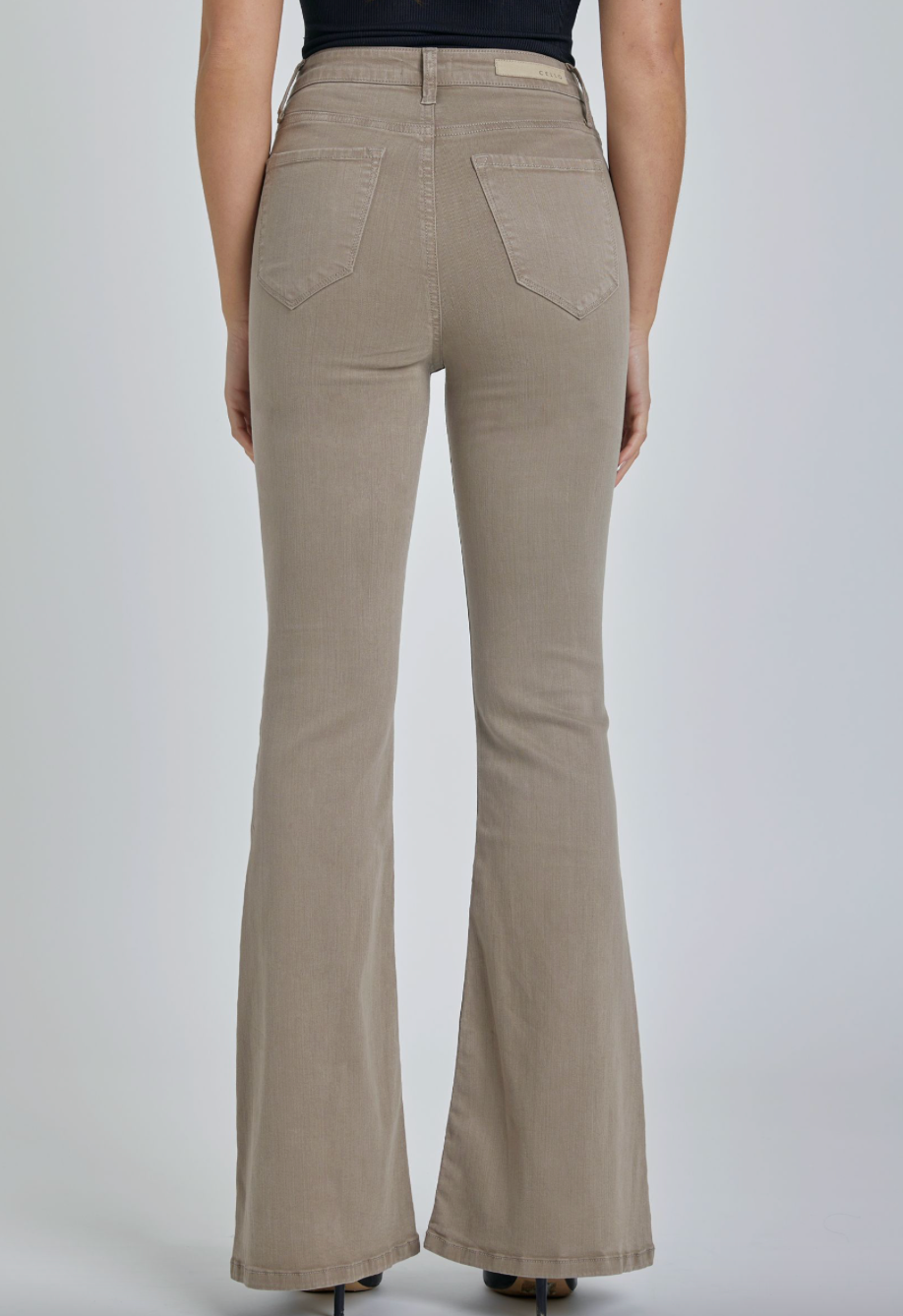 Beige High Rise Flares