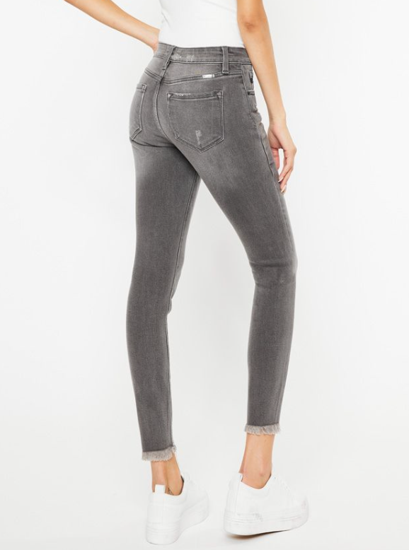 Gray Raw Hem Skinny