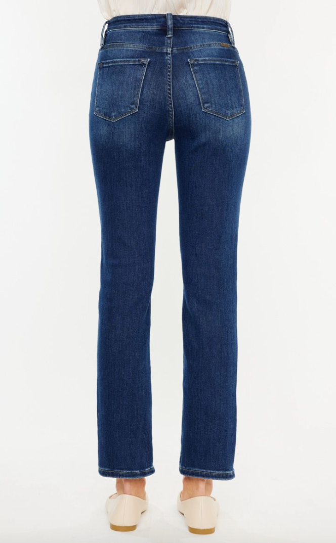 Dark High Rise Slim Straight Denim