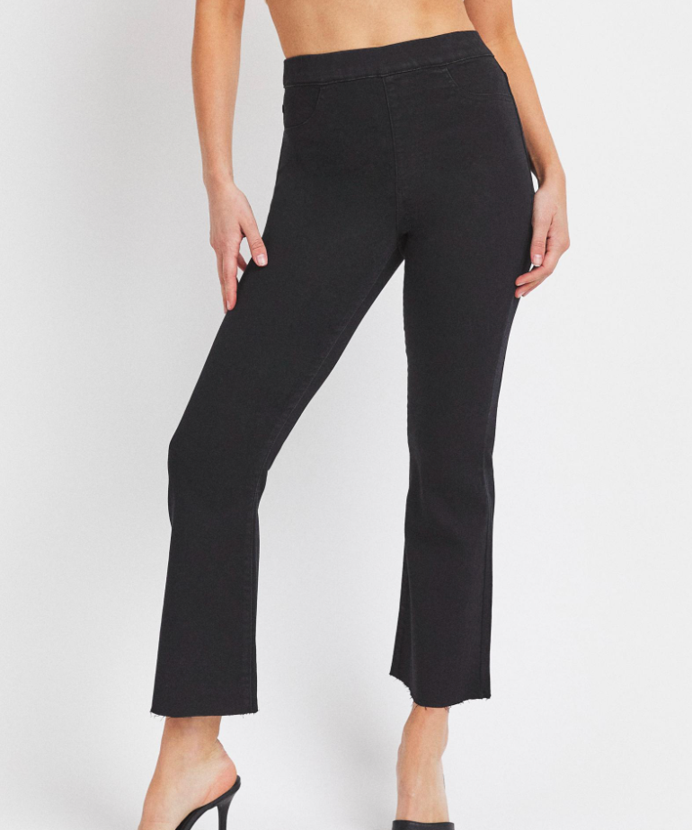 Black Crop Flare Pull-On Jeans