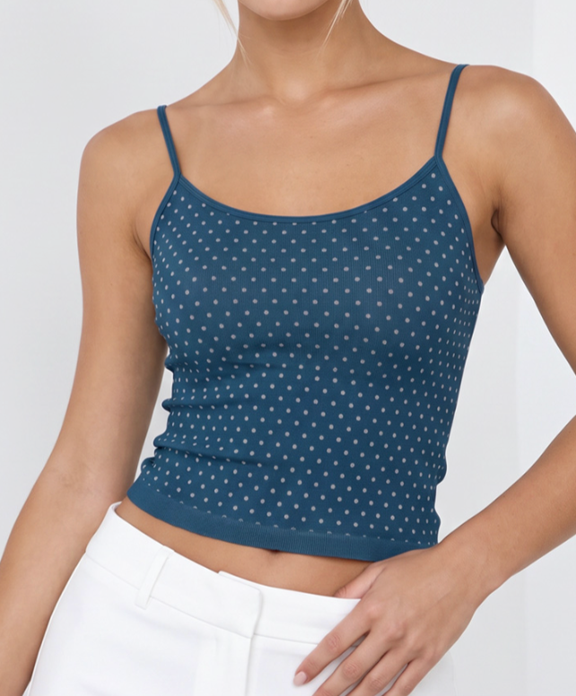 White Polka Dot Strap Cami